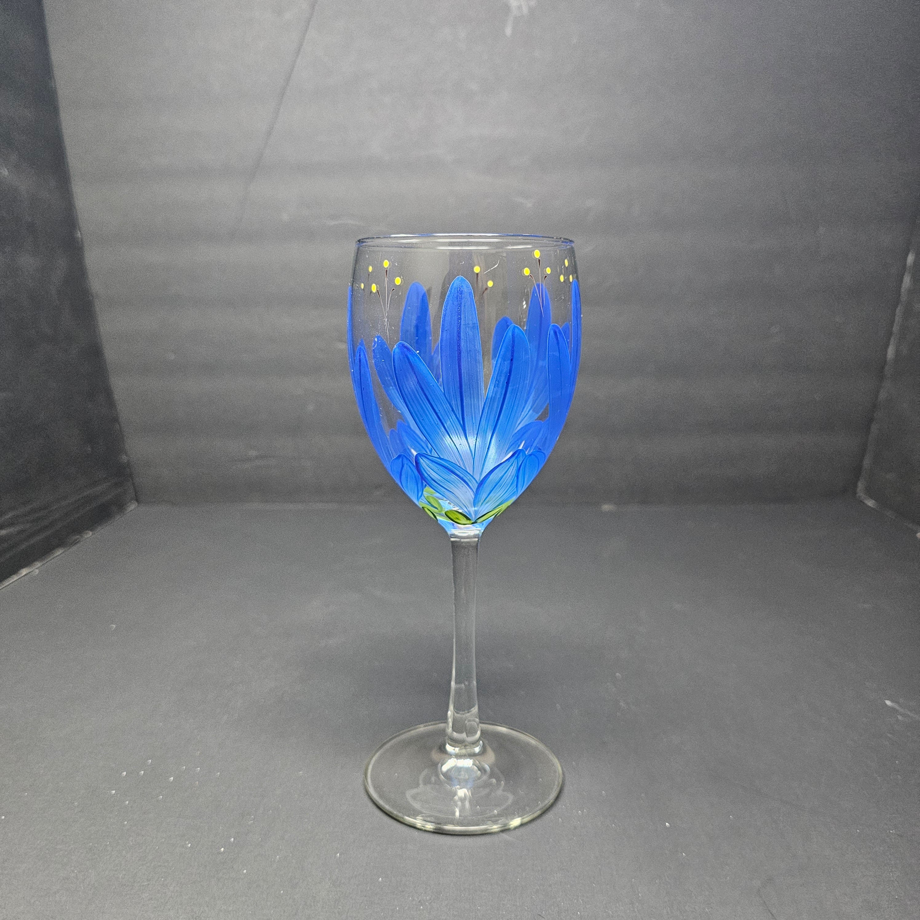Hand Painted Wine Glass 8" H