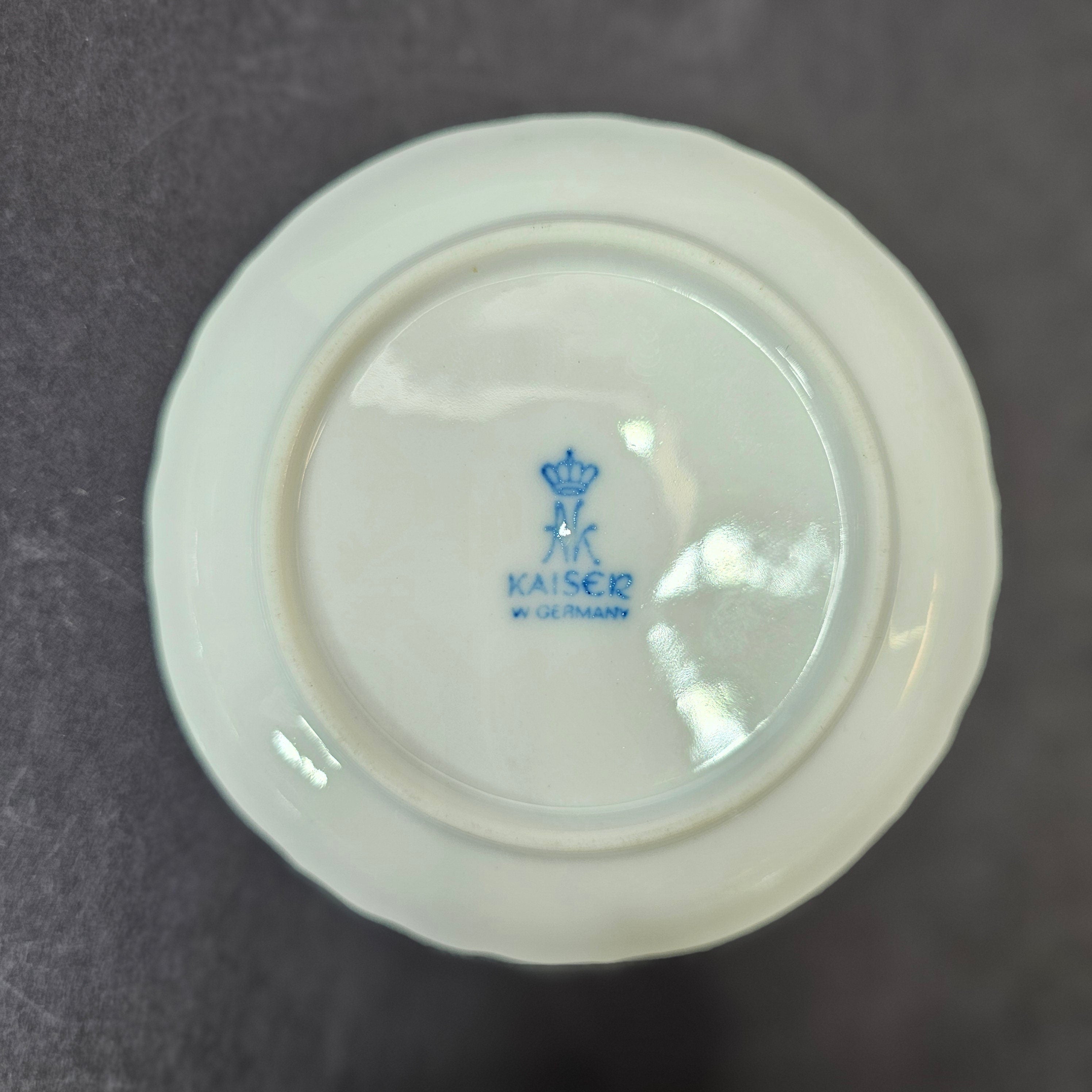 Set of 5 Kaiser West Germany Sauce Tapas Butter Pat Dish Floral Embossed 4.25"