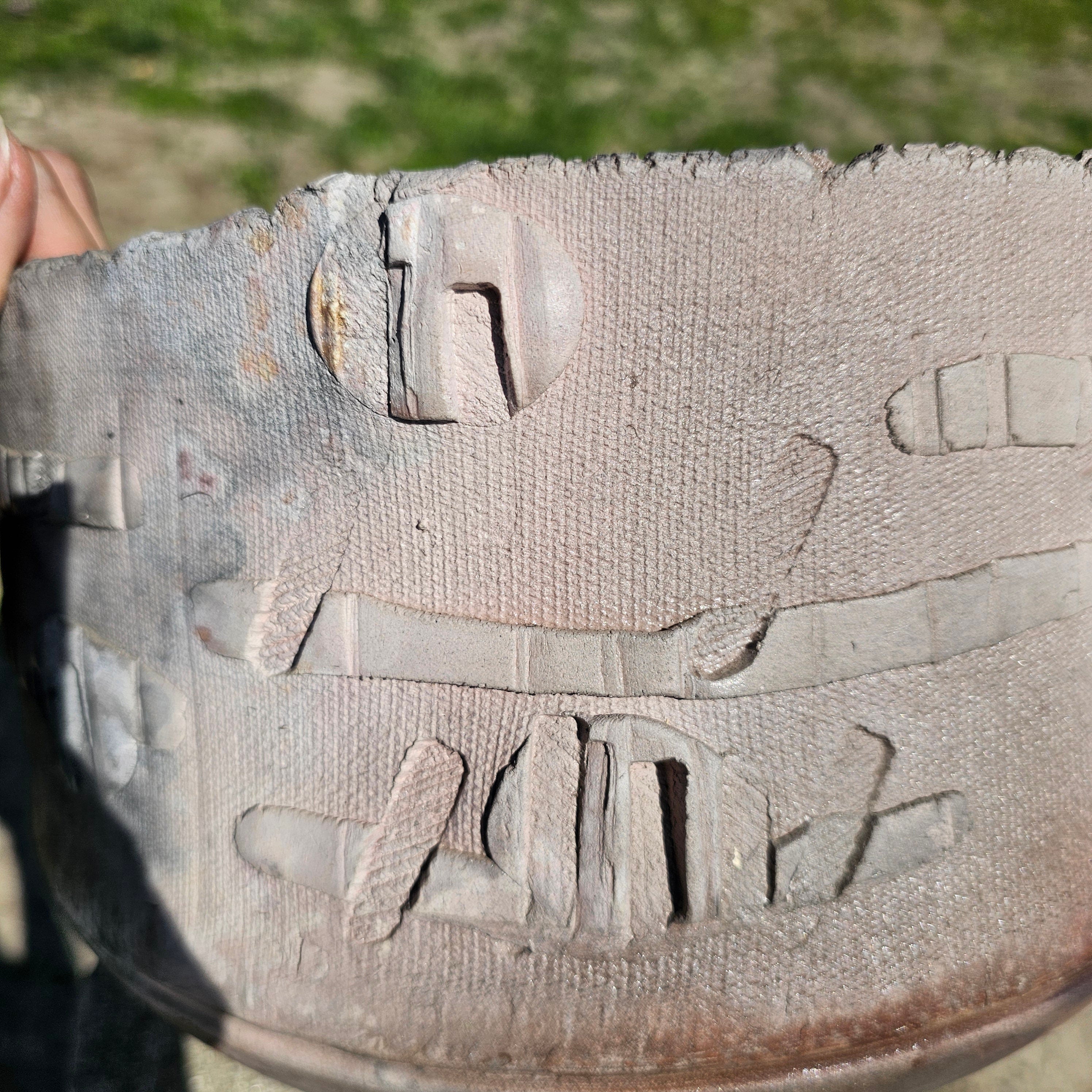 Studio Art Pottery Bowl Gray Signed 10.5" Dia x 8" H