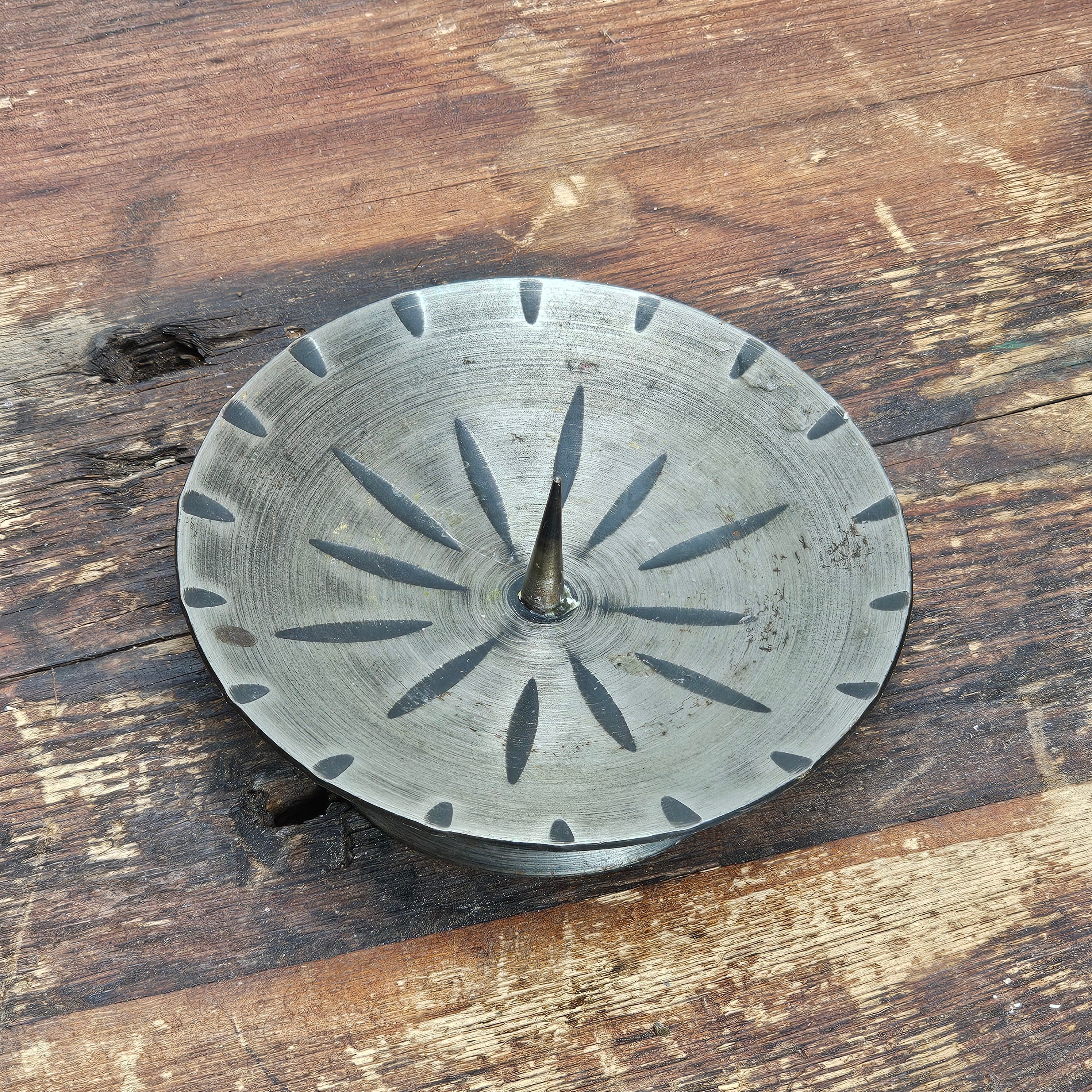 Vintage Native American Style Steel Candle Holder 4" x 1.2" H