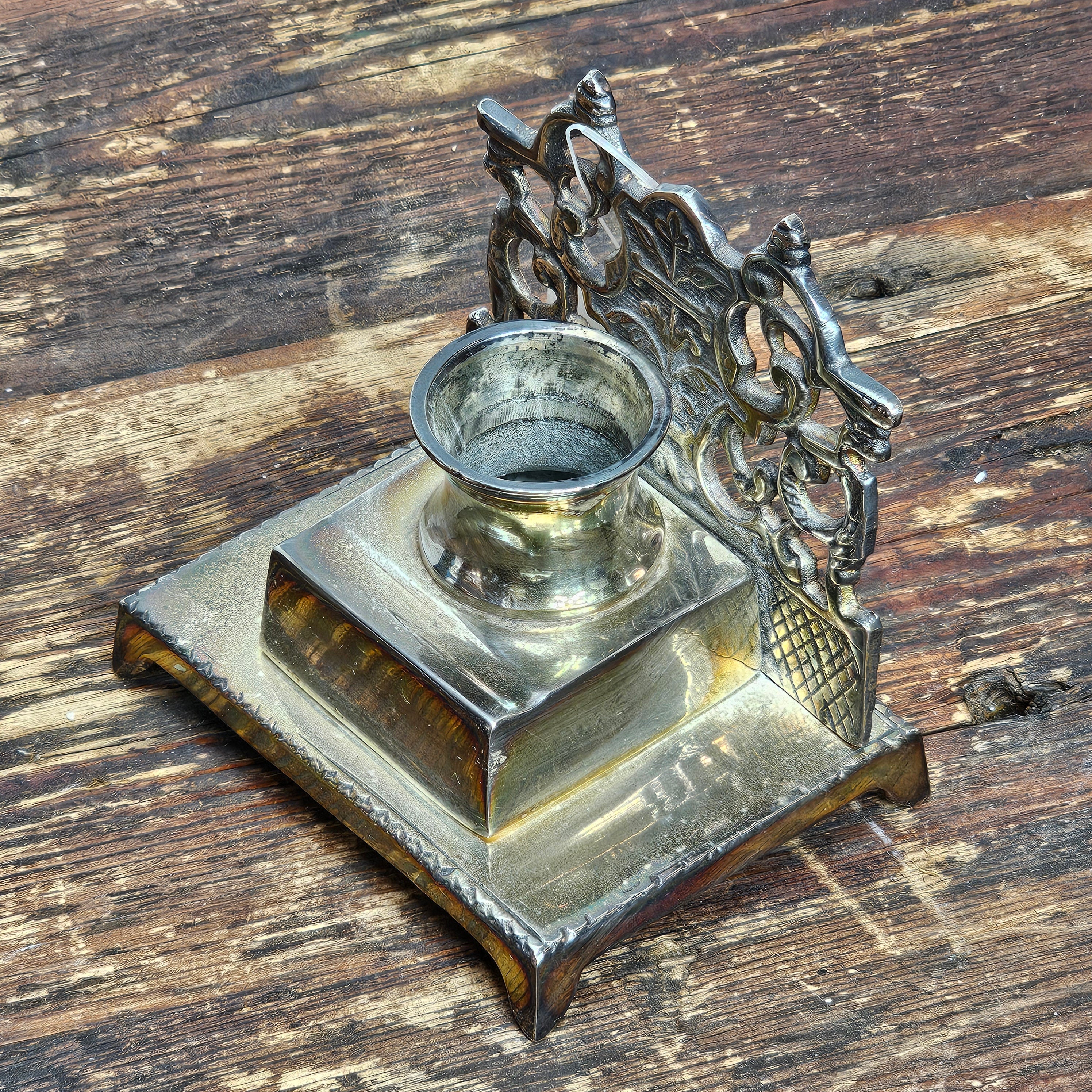 French Art Nouveau Style Metal Inkwell J.I.J Design Sun Valley, CA