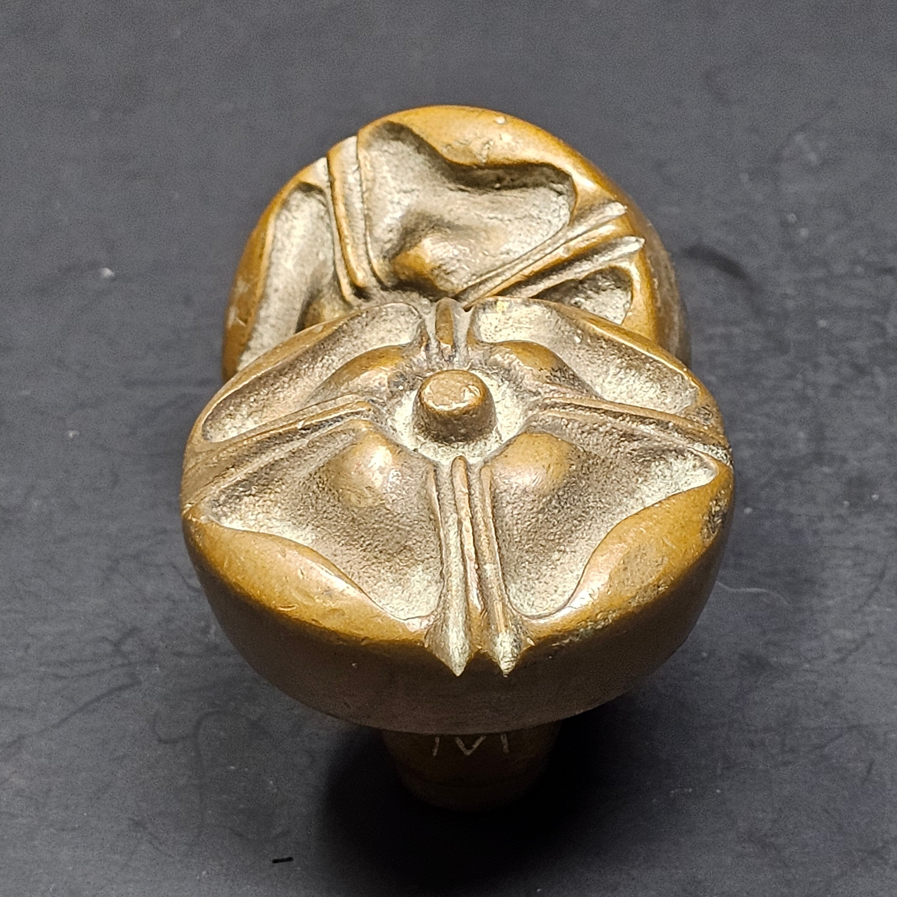 Set of 2 Vintage Ornate Door Knob Solid Brass