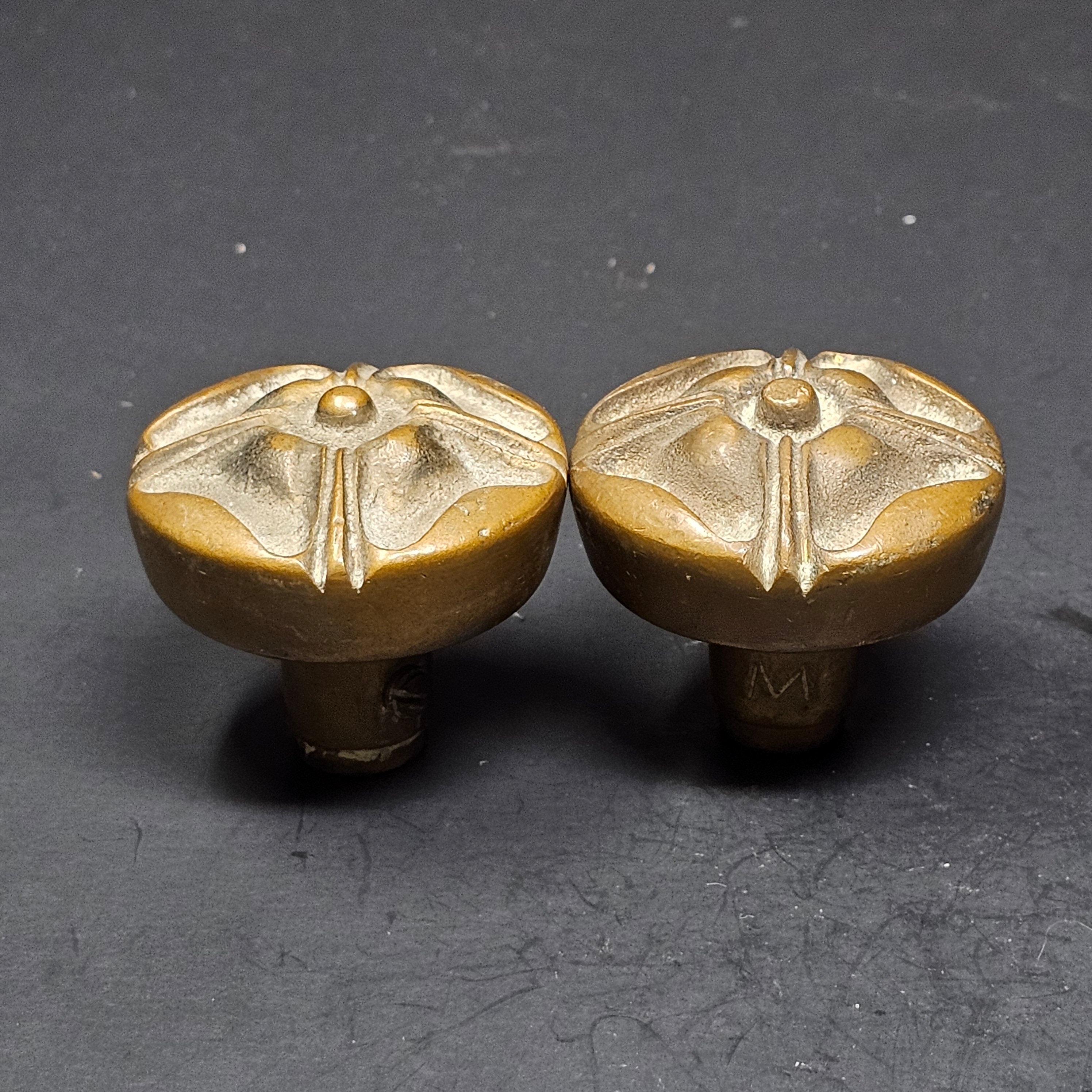 Set of 2 Vintage Ornate Door Knob Solid Brass