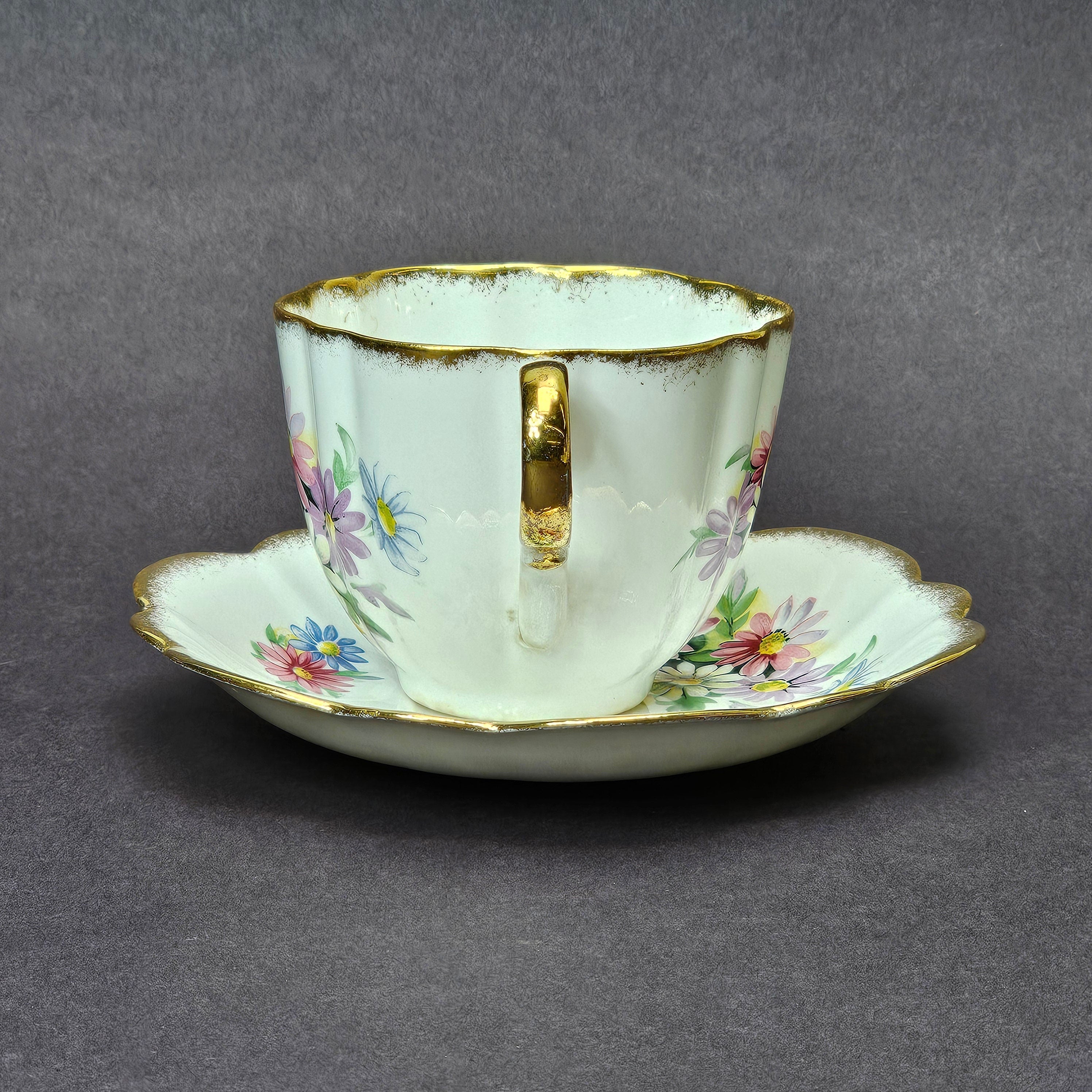Vintage Taylor and Kent Gold Trim Teacup & Saucer Set From England