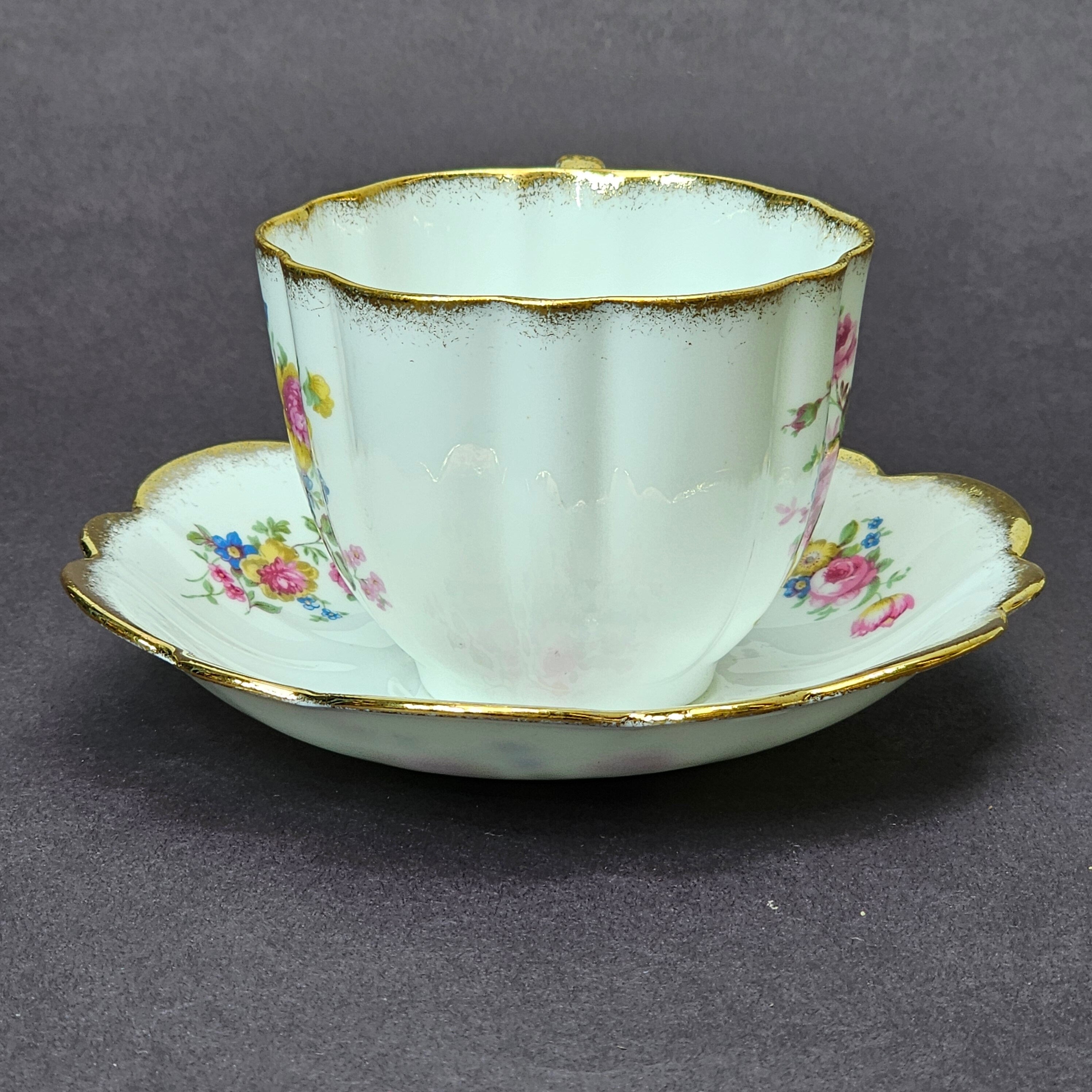 Vintage Taylor and Kent Gold Trim Teacup & Saucer Set From England