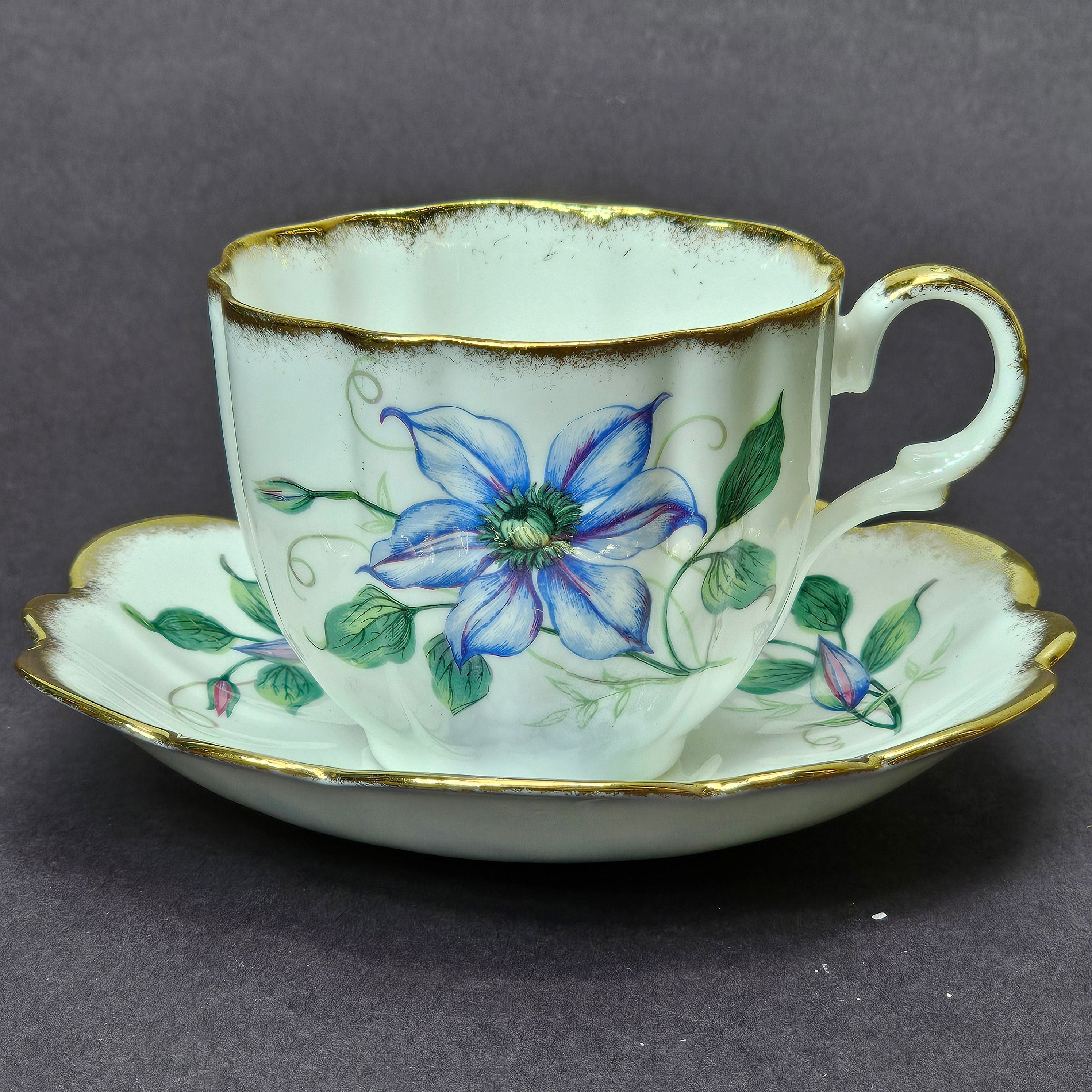 Vintage Taylor and Kent Gold Trim Teacup & Saucer Set From England