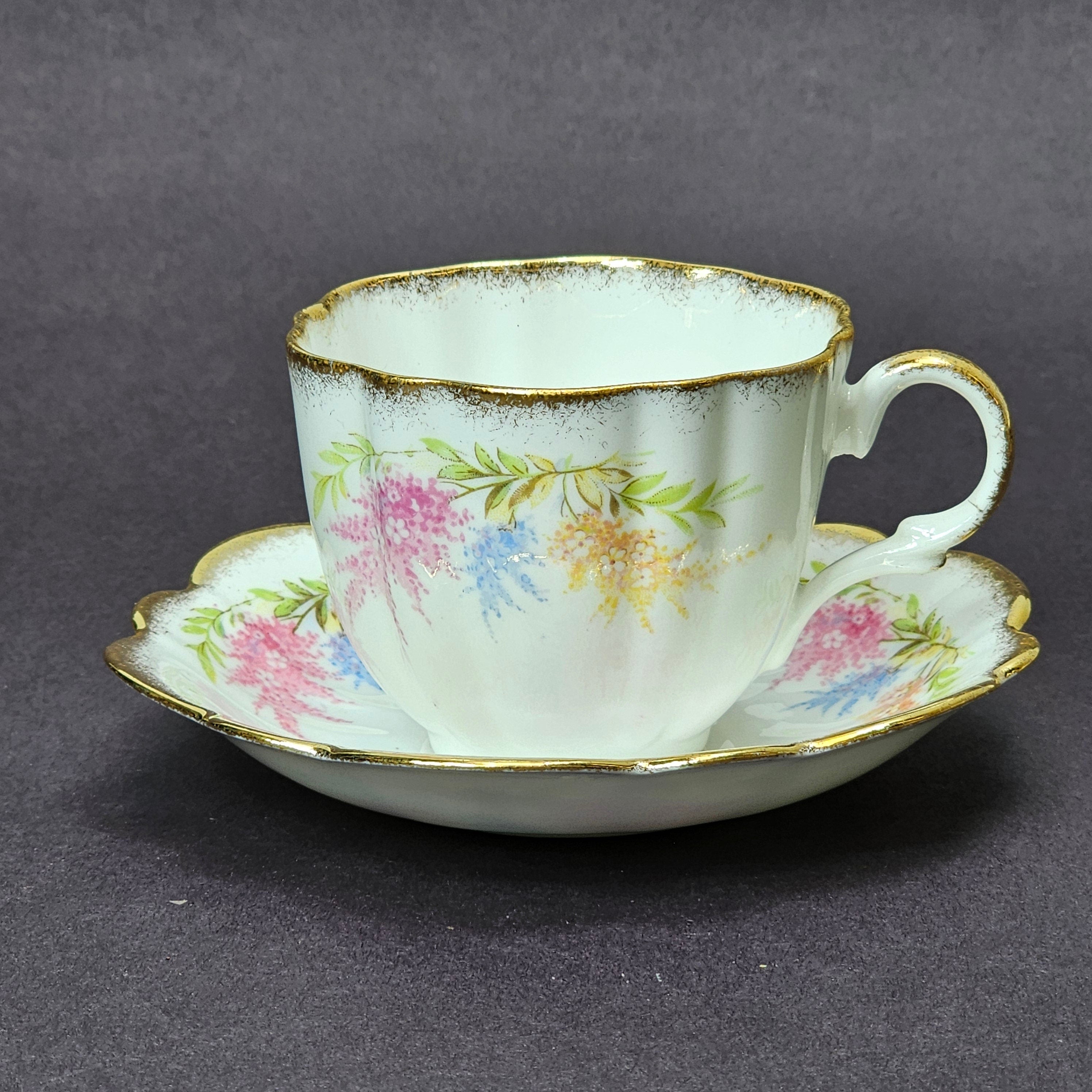 Vintage Taylor and Kent Gold Trim Teacup & Saucer Set From England