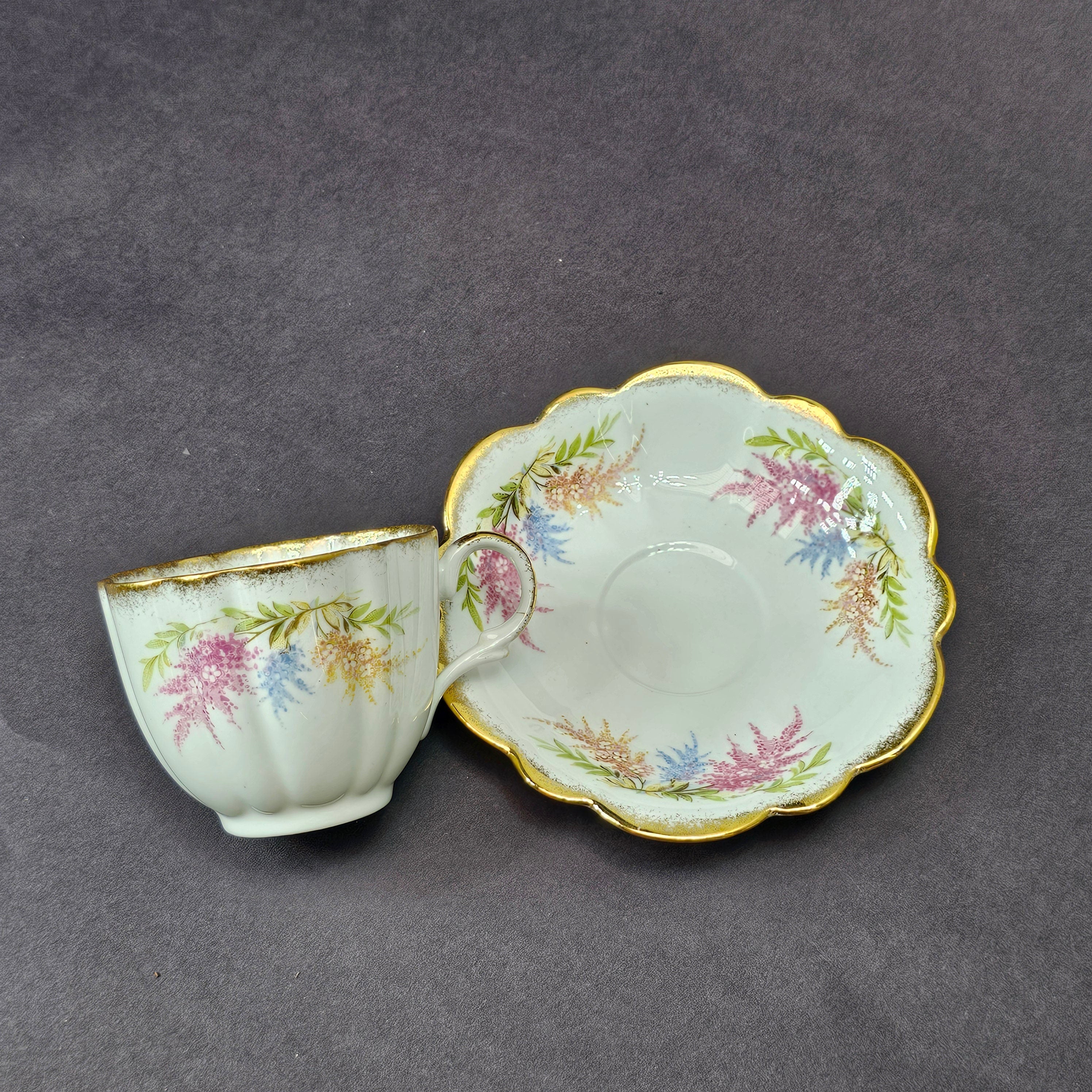 Vintage Taylor and Kent Gold Trim Teacup & Saucer Set From England