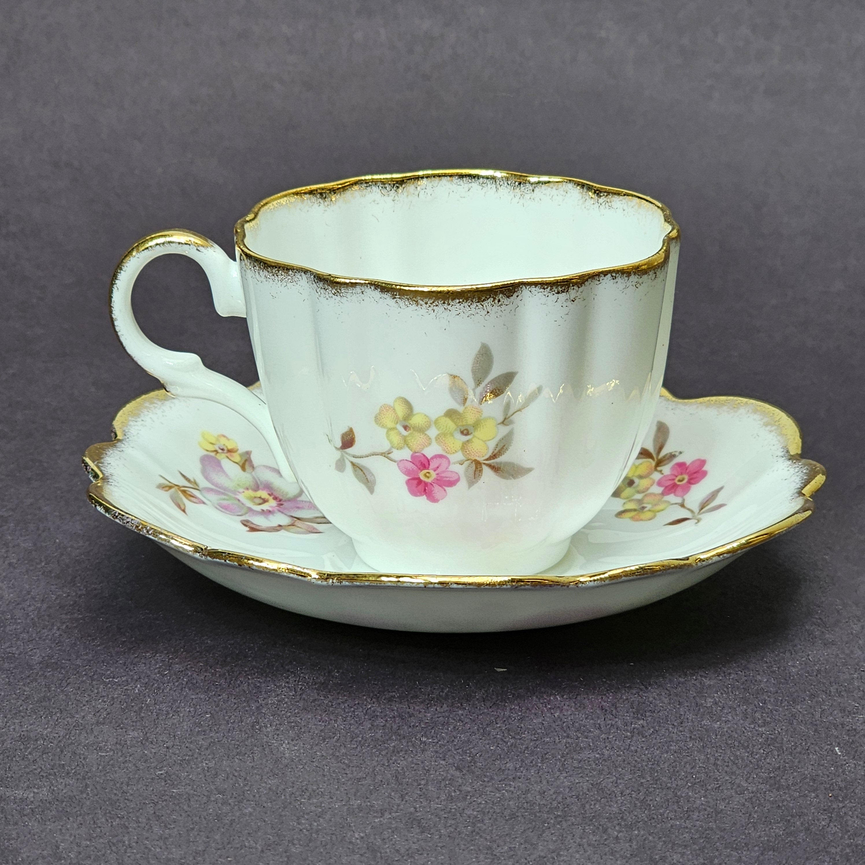 Vintage Taylor and Kent Gold Trim Teacup & Saucer Set From England
