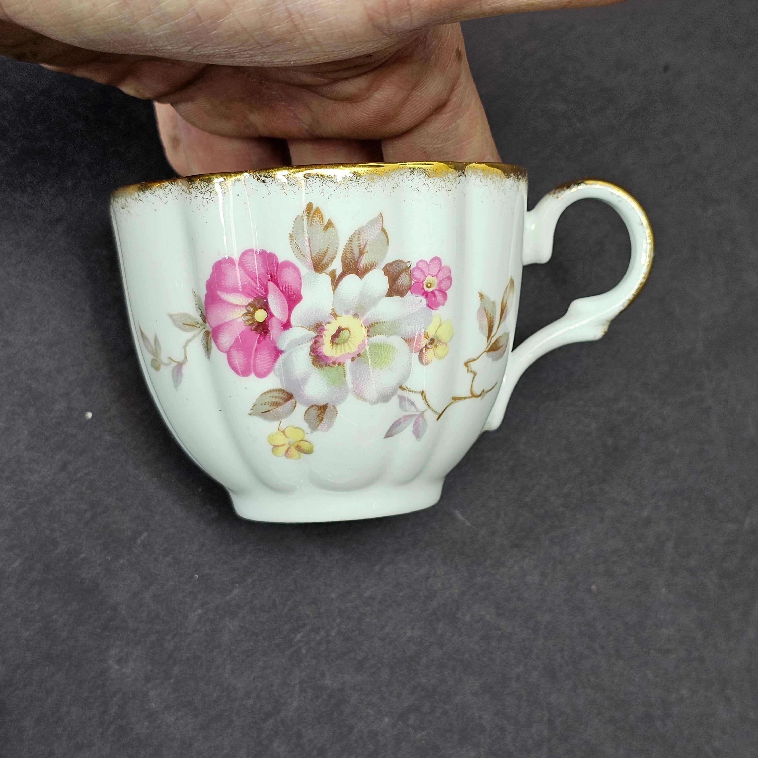 Vintage Taylor and Kent Gold Trim Teacup & Saucer Set From England