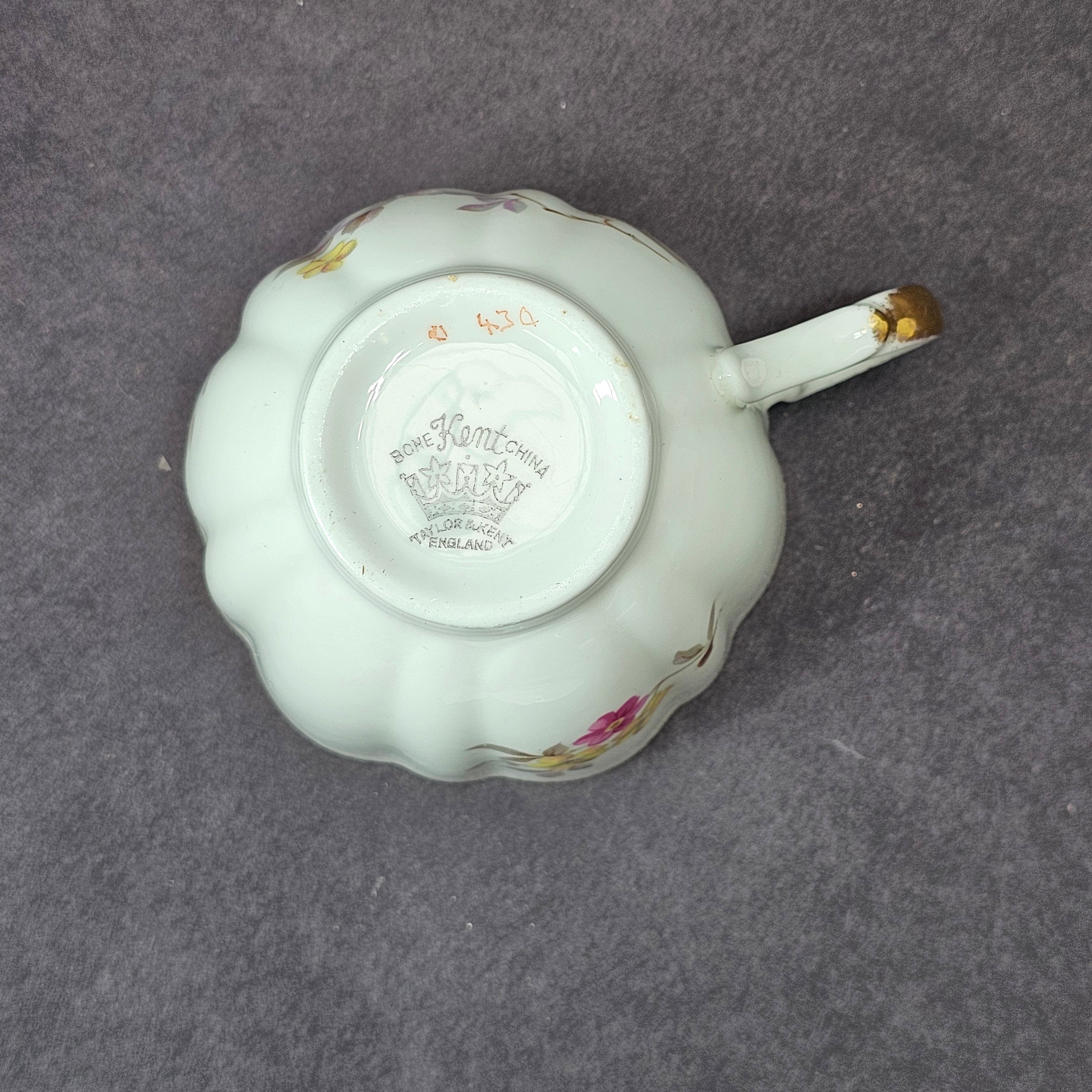 Vintage Taylor and Kent Gold Trim Teacup & Saucer Set From England