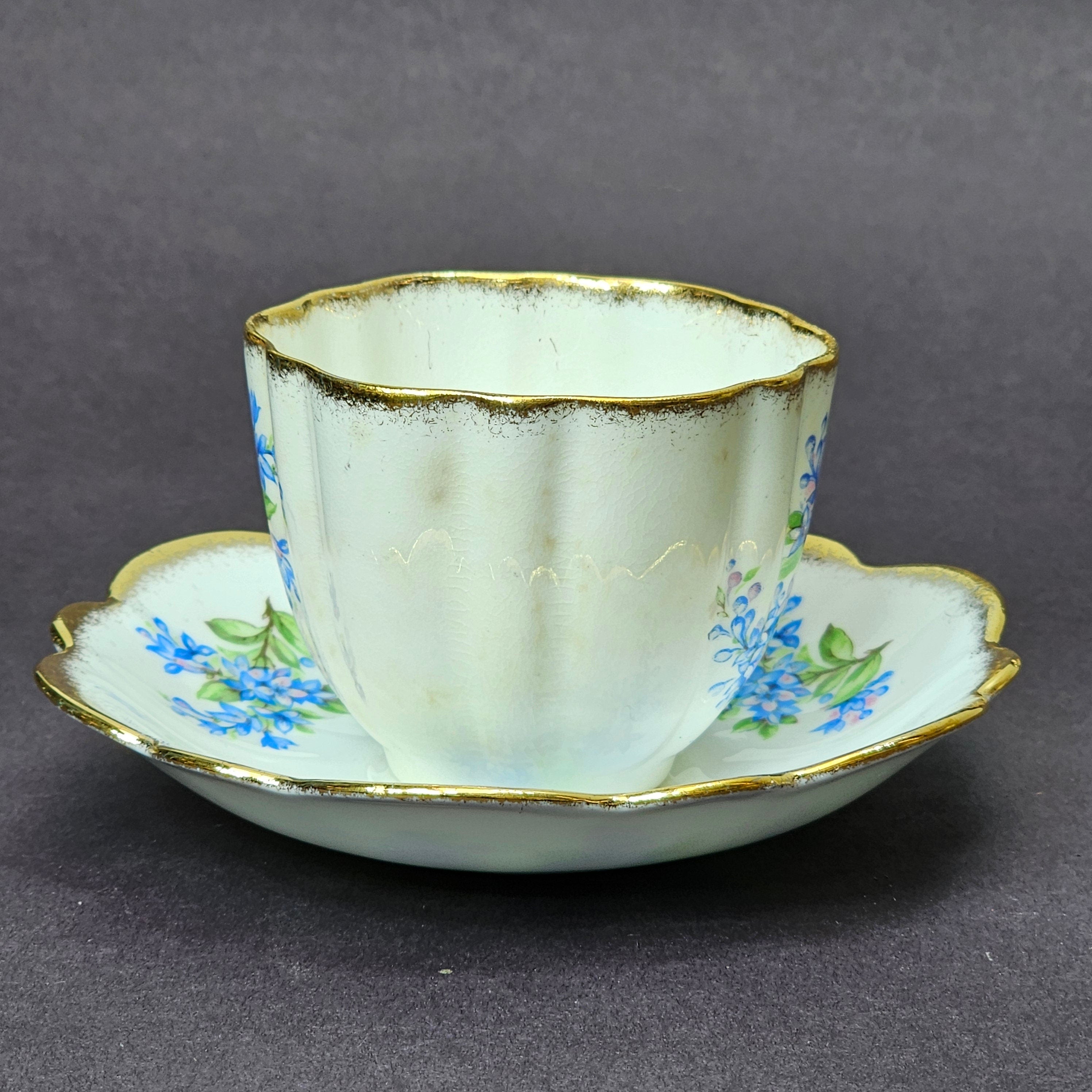 Vintage Taylor and Kent Gold Trim Teacup & Saucer Set From England