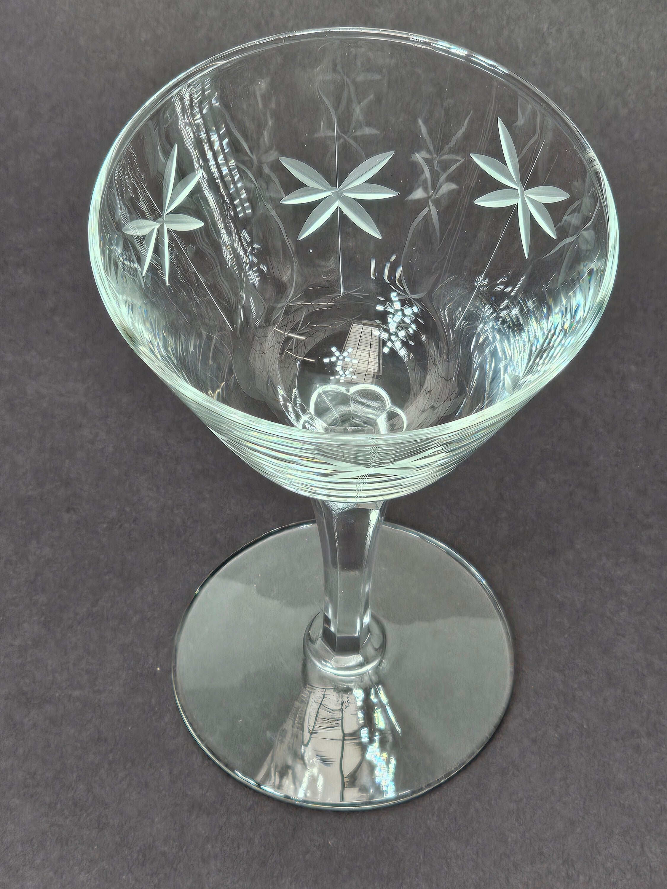 Libbey Clear Candlelight Etched Sherbet Stemmed Champagne Glass