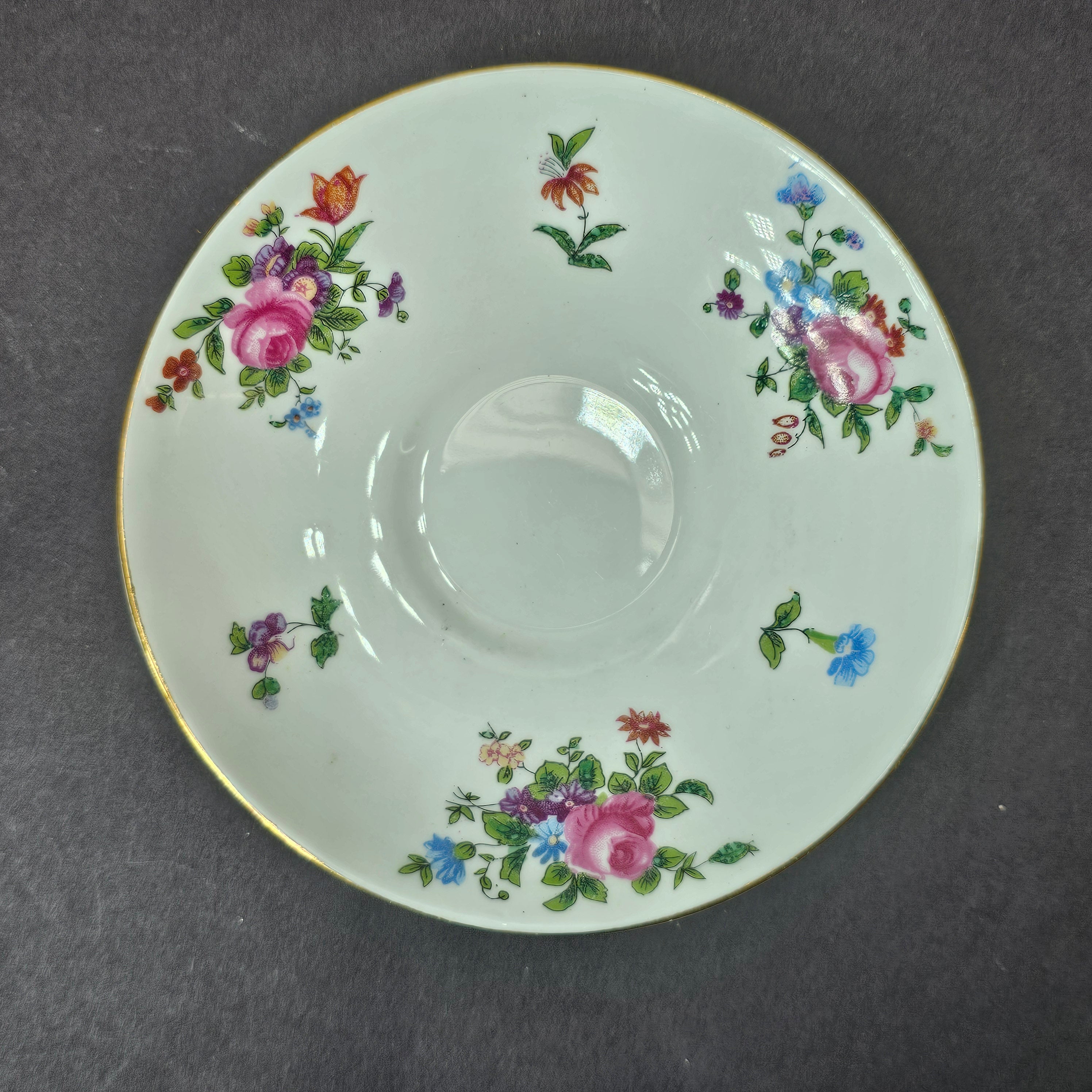 Vintage Fine Bone China Crown Staffordshire Teacup & Saucer Set From England