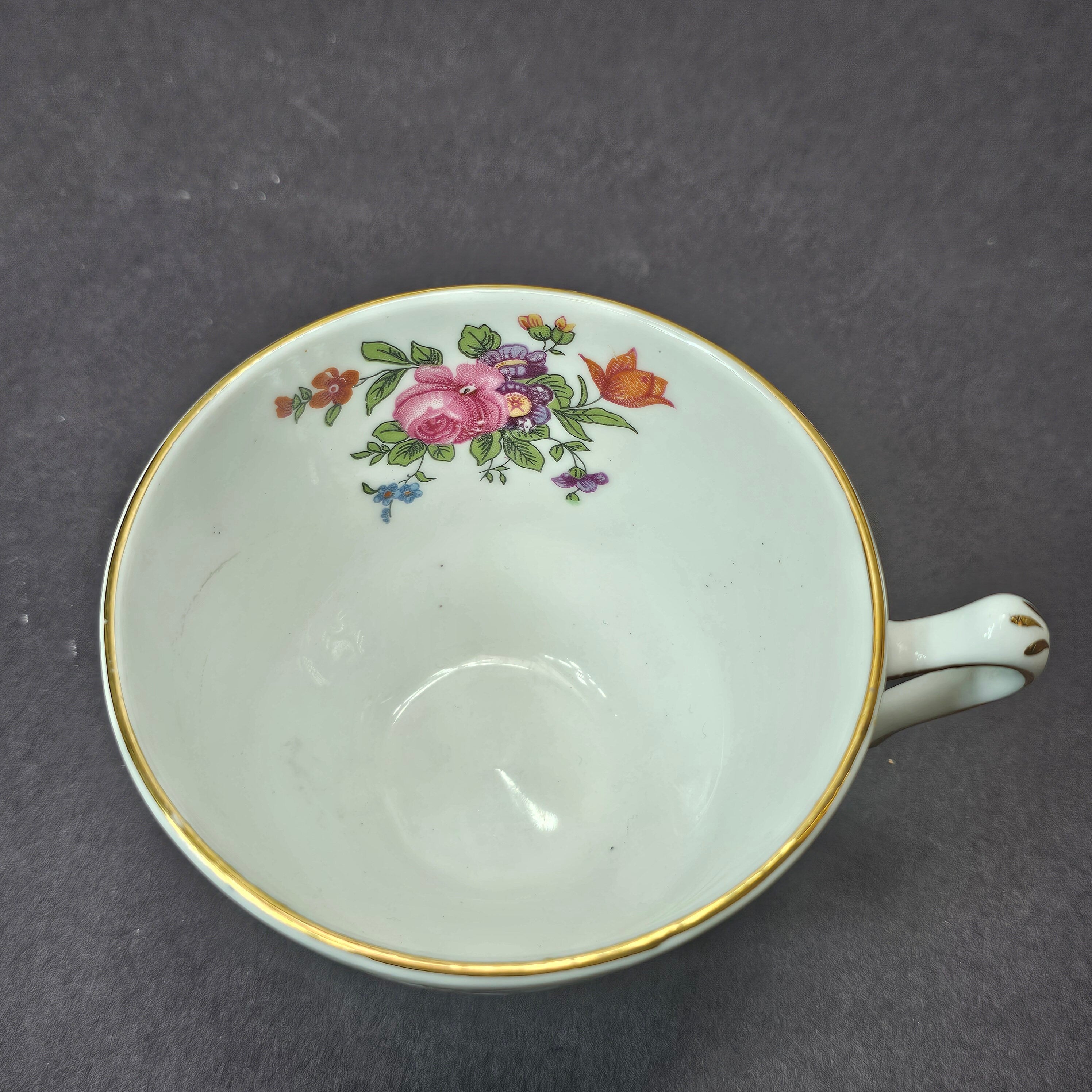 Vintage Fine Bone China Crown Staffordshire Teacup & Saucer Set From England