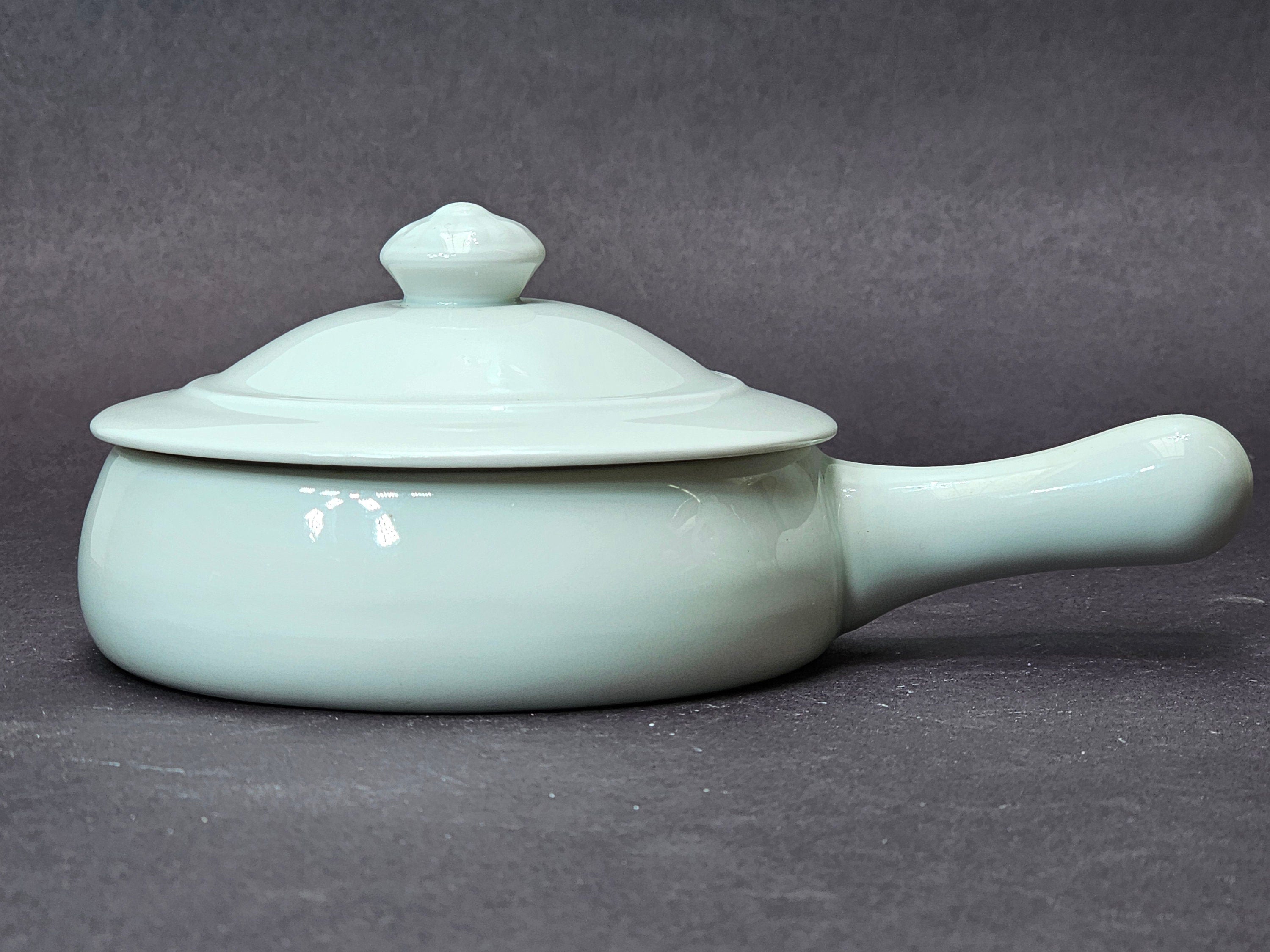 Vintage White Ceramic French Onion Soup Bowl With Lid Made In France