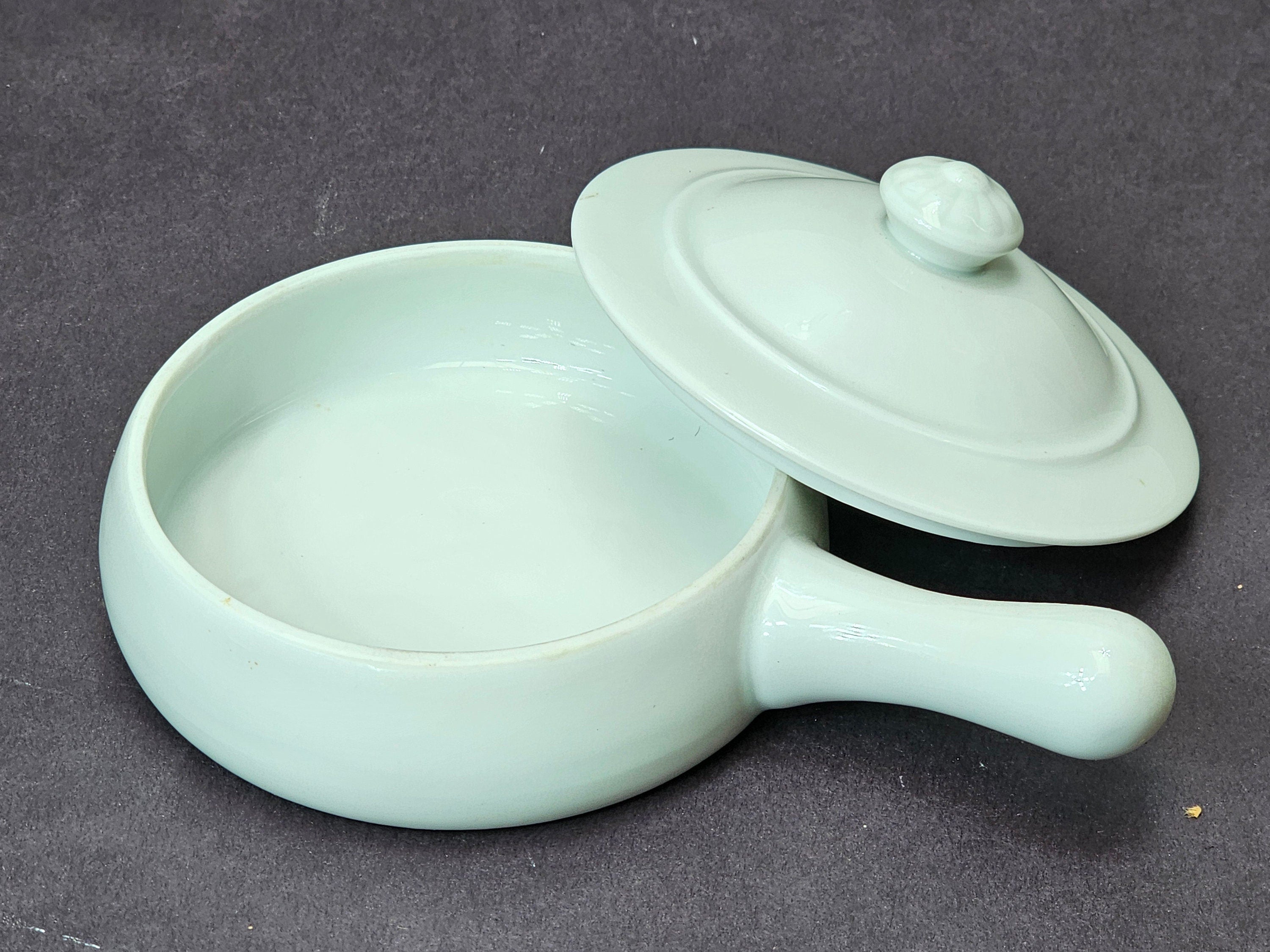 Vintage White Ceramic French Onion Soup Bowl With Lid Made In France