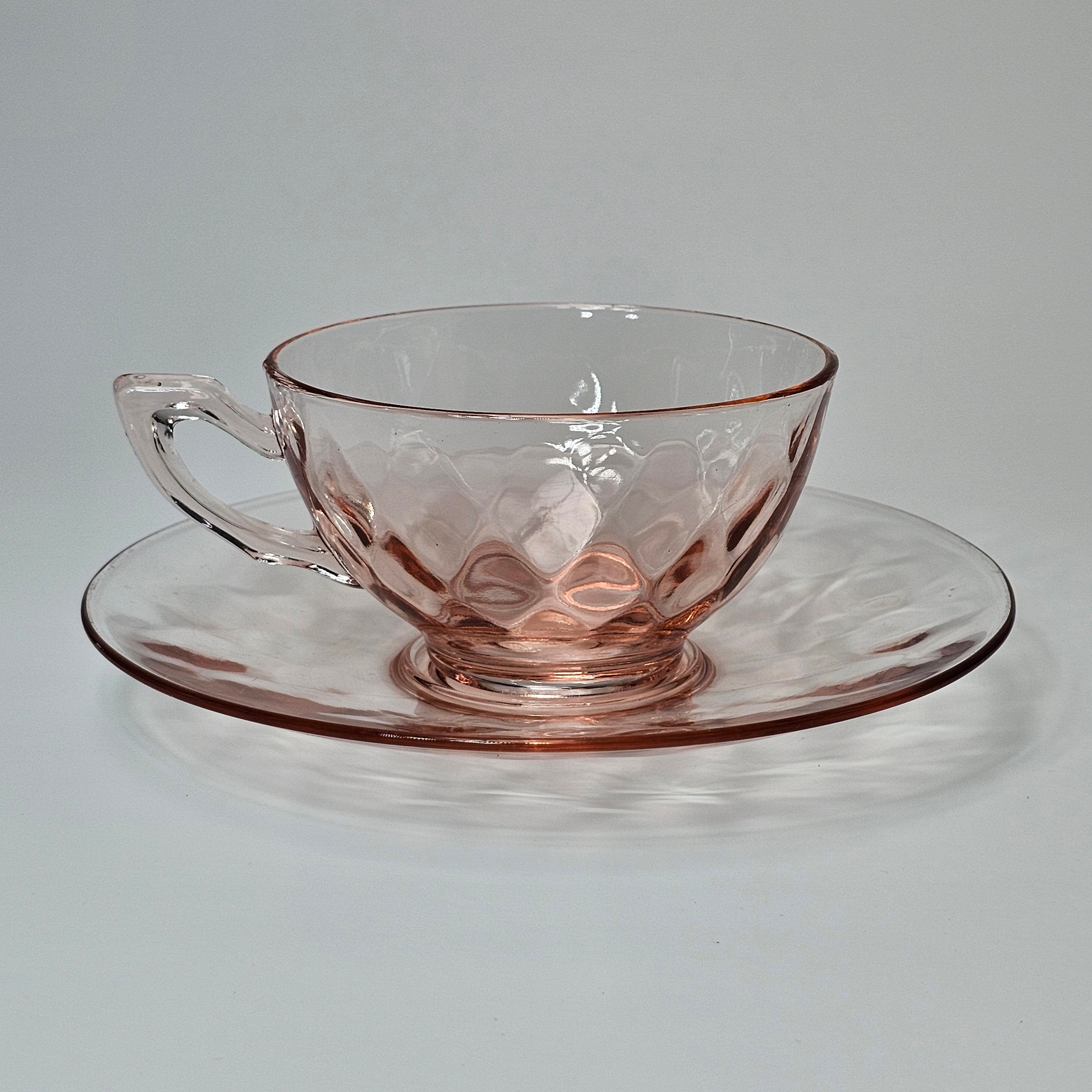 Heisey Yeoman Flamingo Pink Cup & Saucer Set (A)