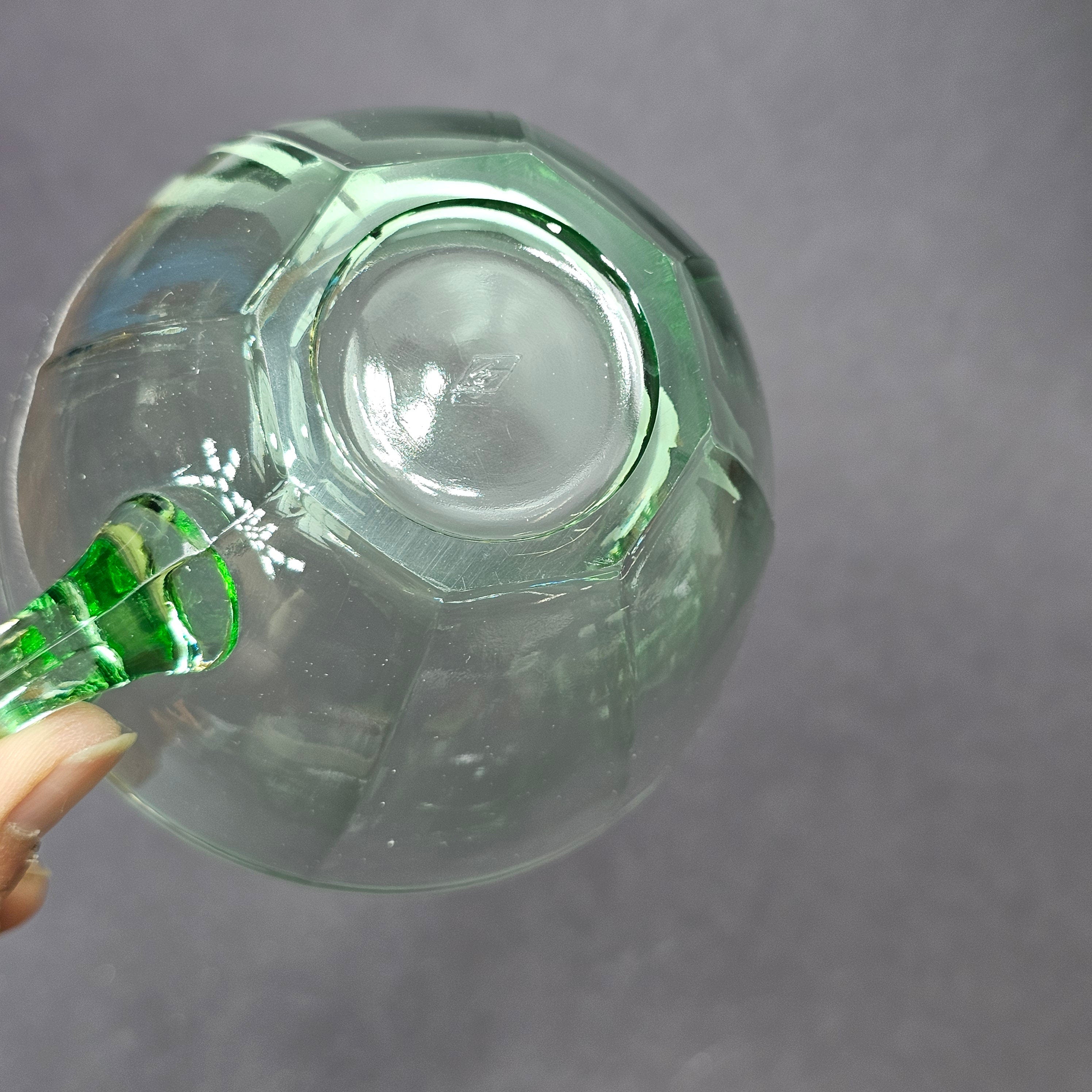 Set of 3 Heisey Ribbed Octagon Green Cup & Saucer + Dessert Plate Set (D)