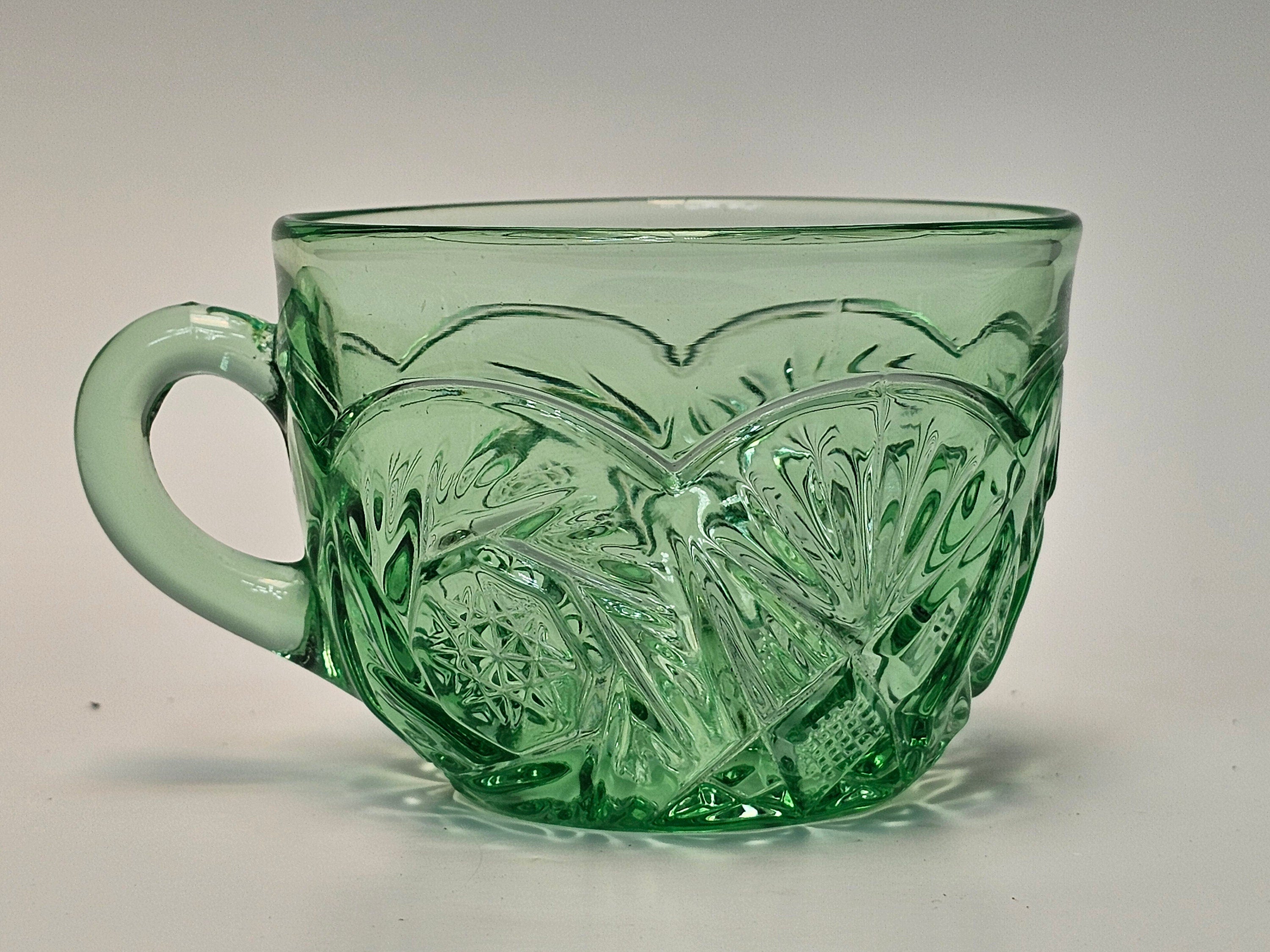 Heisey Pinwheel and Fan Green Moongleam Punch Cup