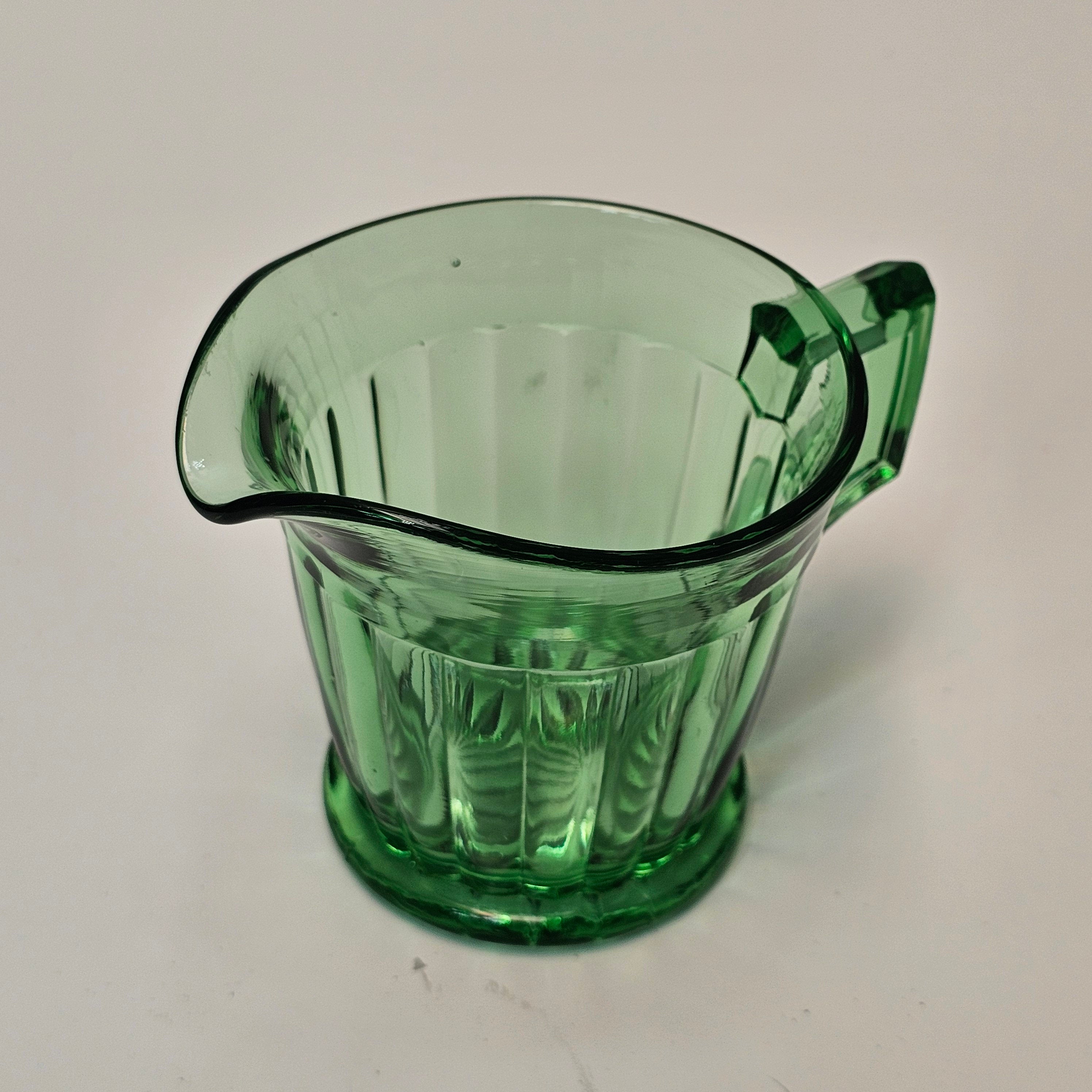 Heisey Glass Coarse Rib Moongleam Green Creamer 3"