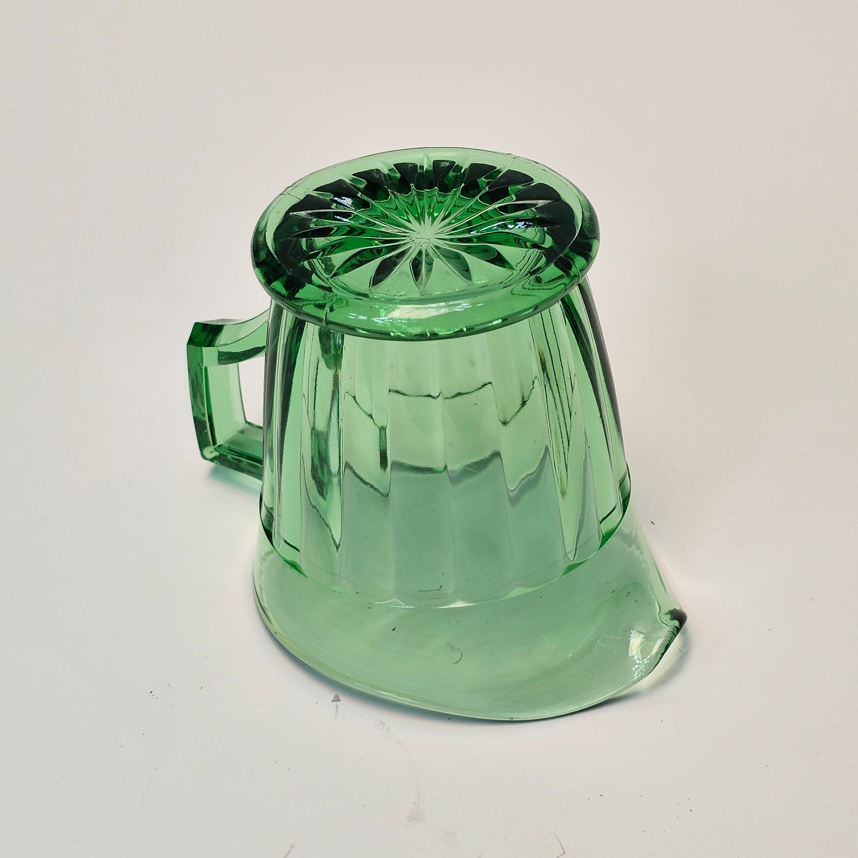 Heisey Glass Coarse Rib Moongleam Green Creamer 3"