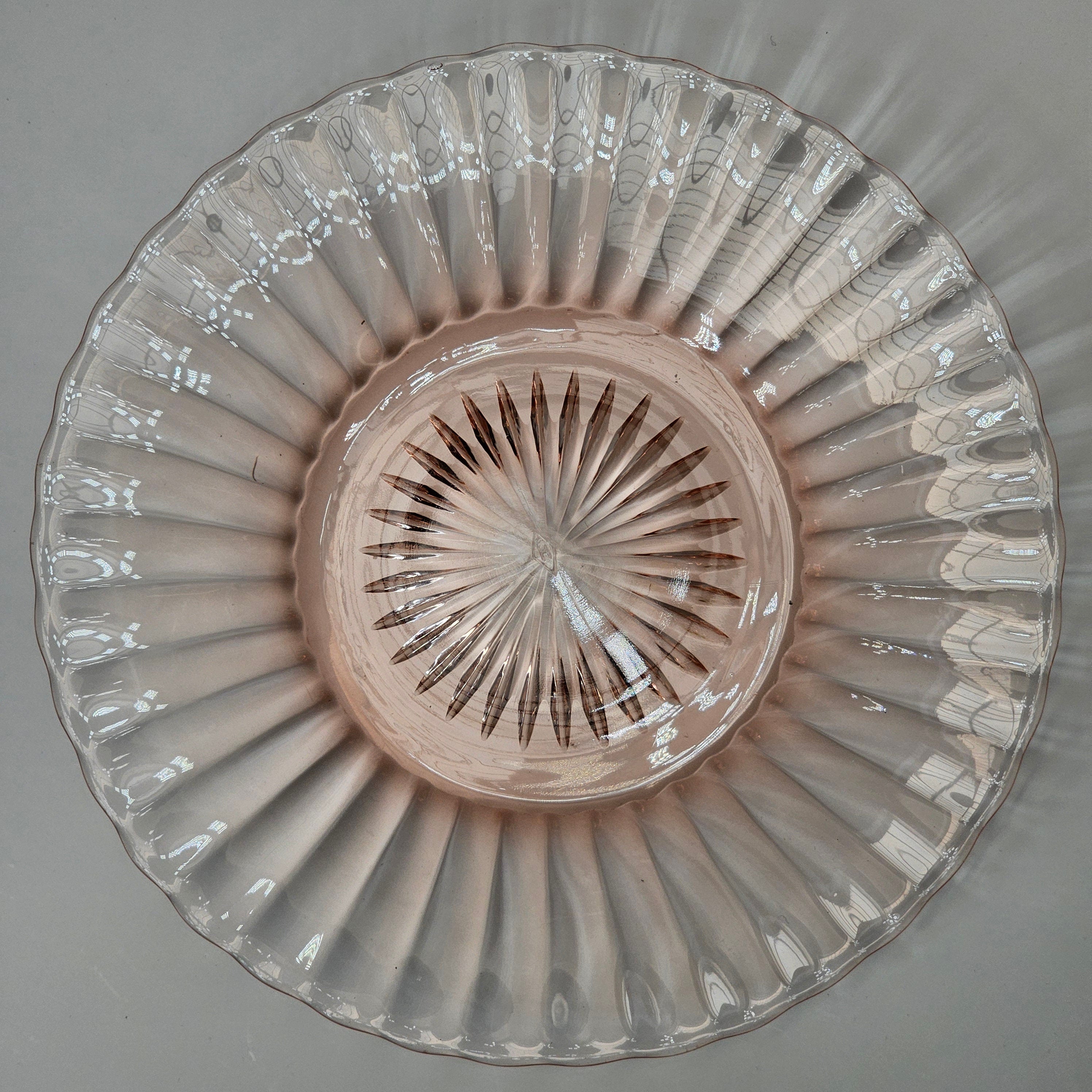 Heisey 7 1/2" Salad Plate Ridge and Star Pink Flamingo