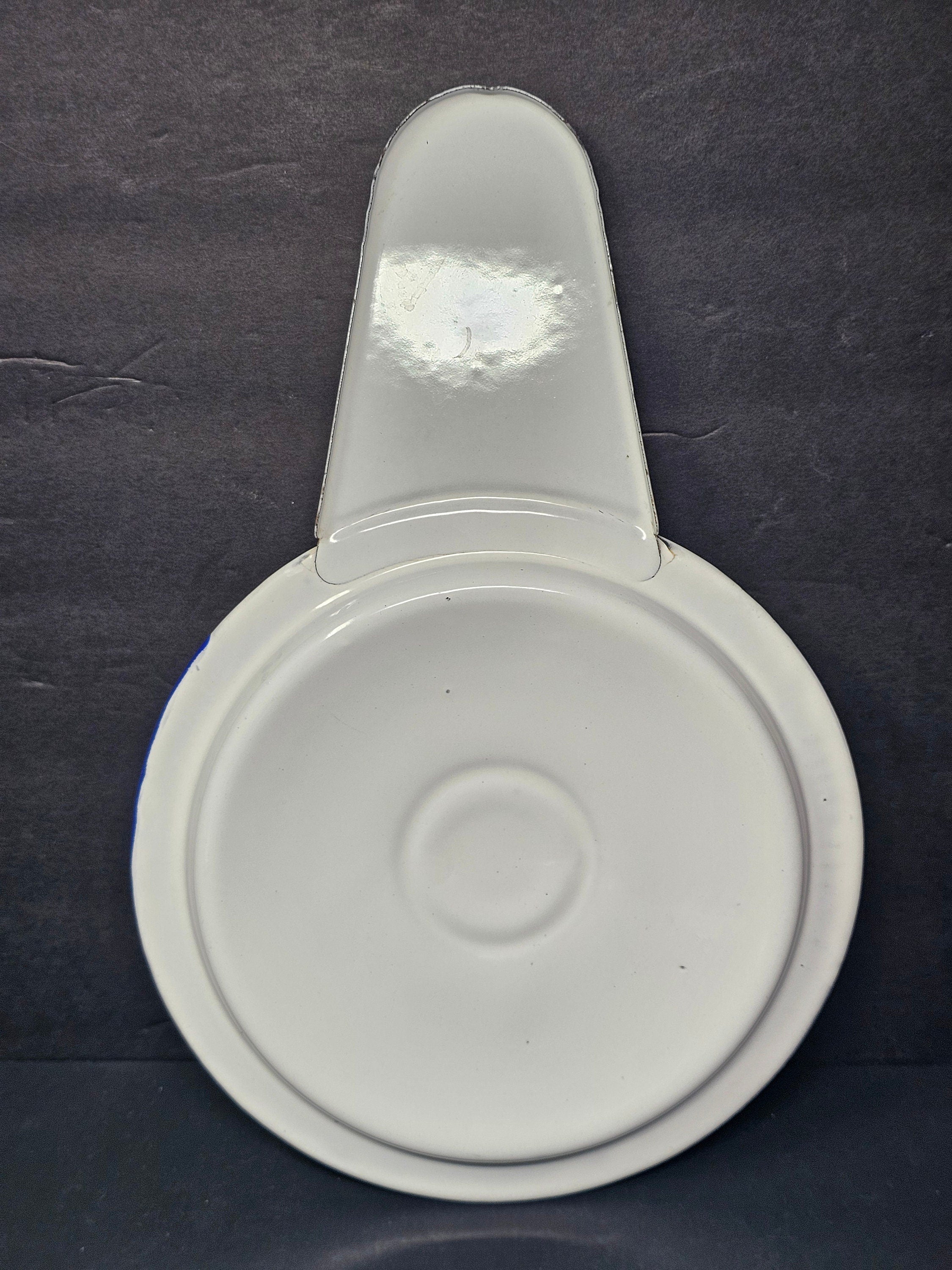 Vintage Hospital White Enamel Bed Pan With Lid