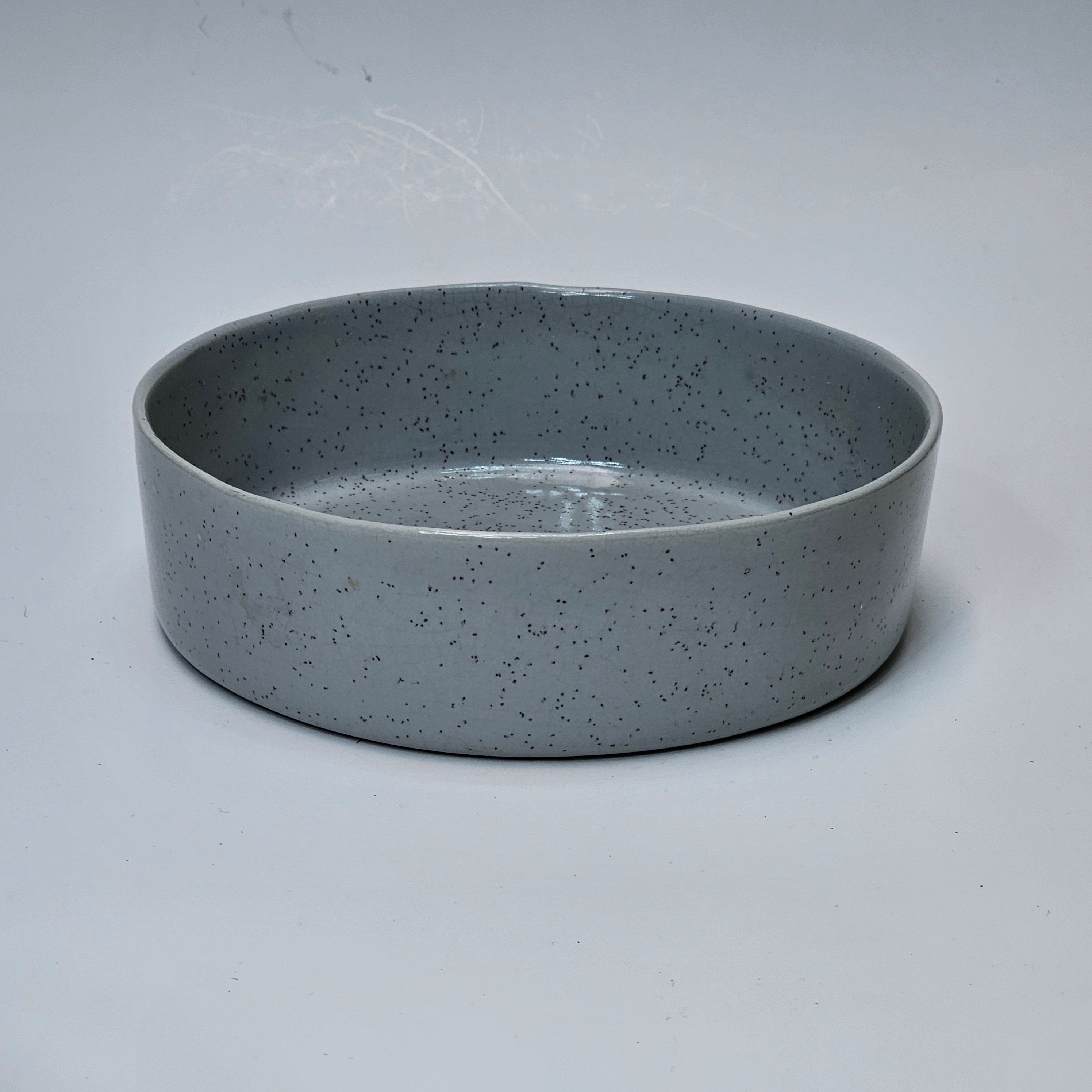 Vintage Maurice Of California Ceramic Pet Bowl / Trinket Light Gray Speckles