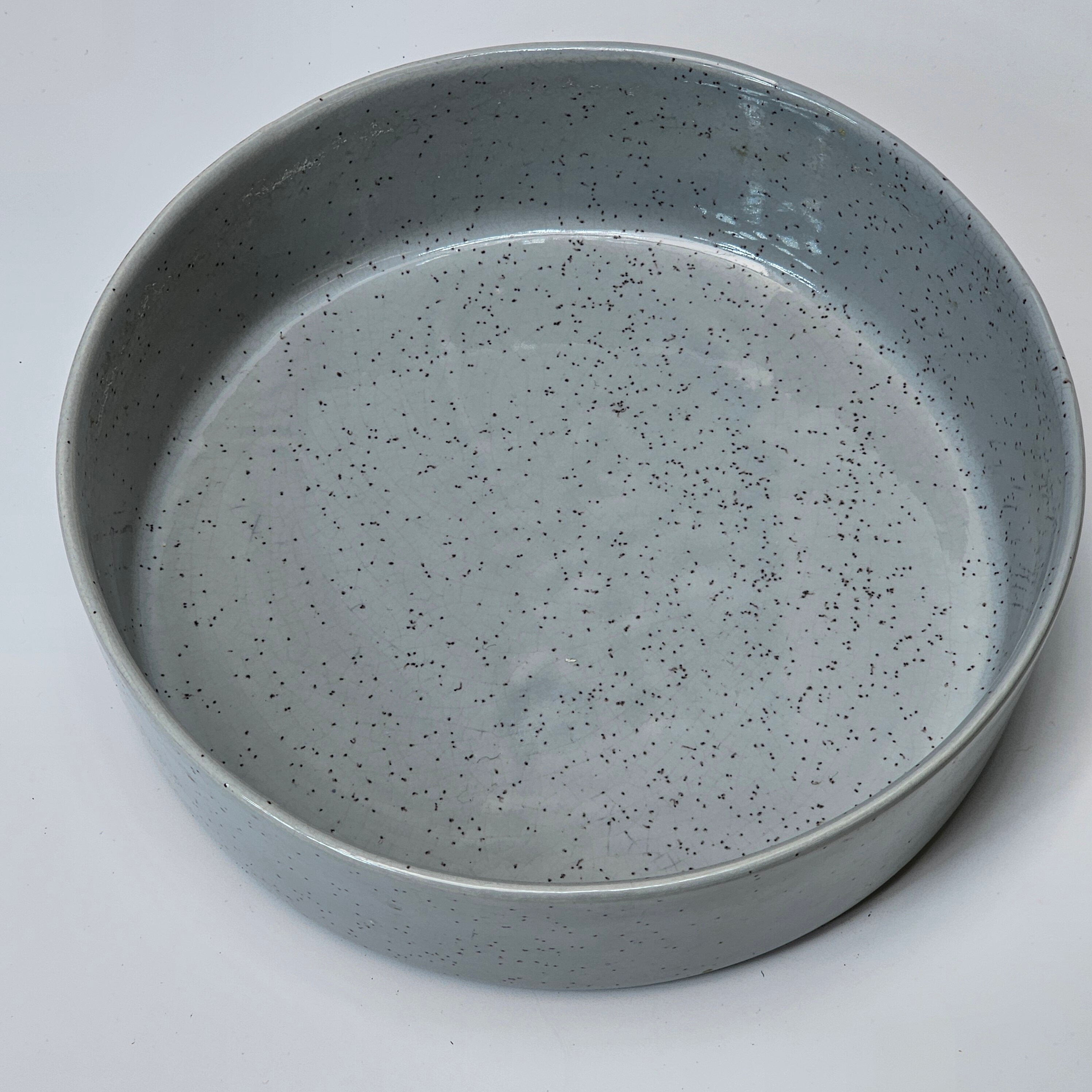 Vintage Maurice Of California Ceramic Pet Bowl / Trinket Light Gray Speckles