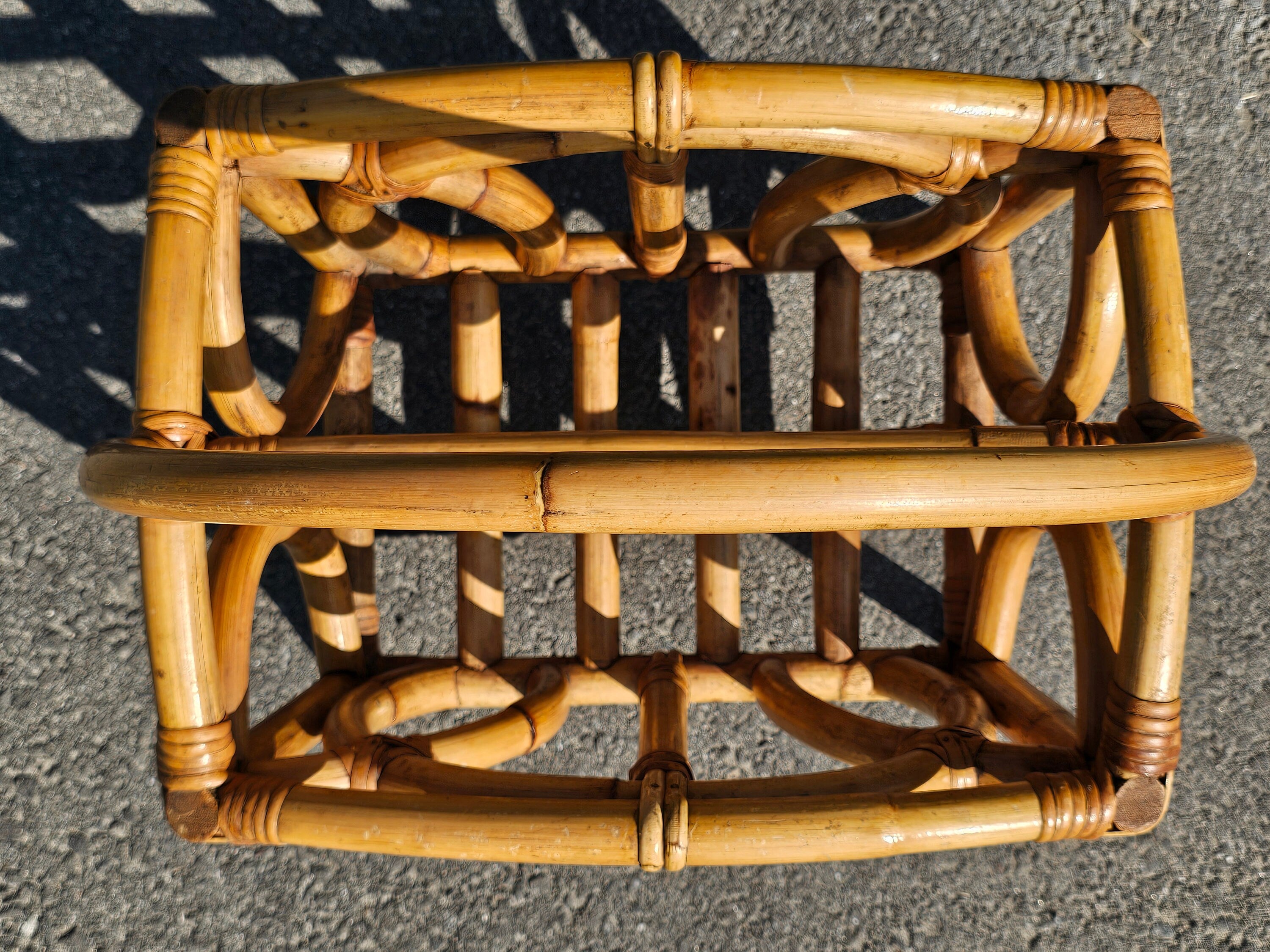 Vintage Calif-Asia Rattan Bamboo Boho Tiki Magazine Rack