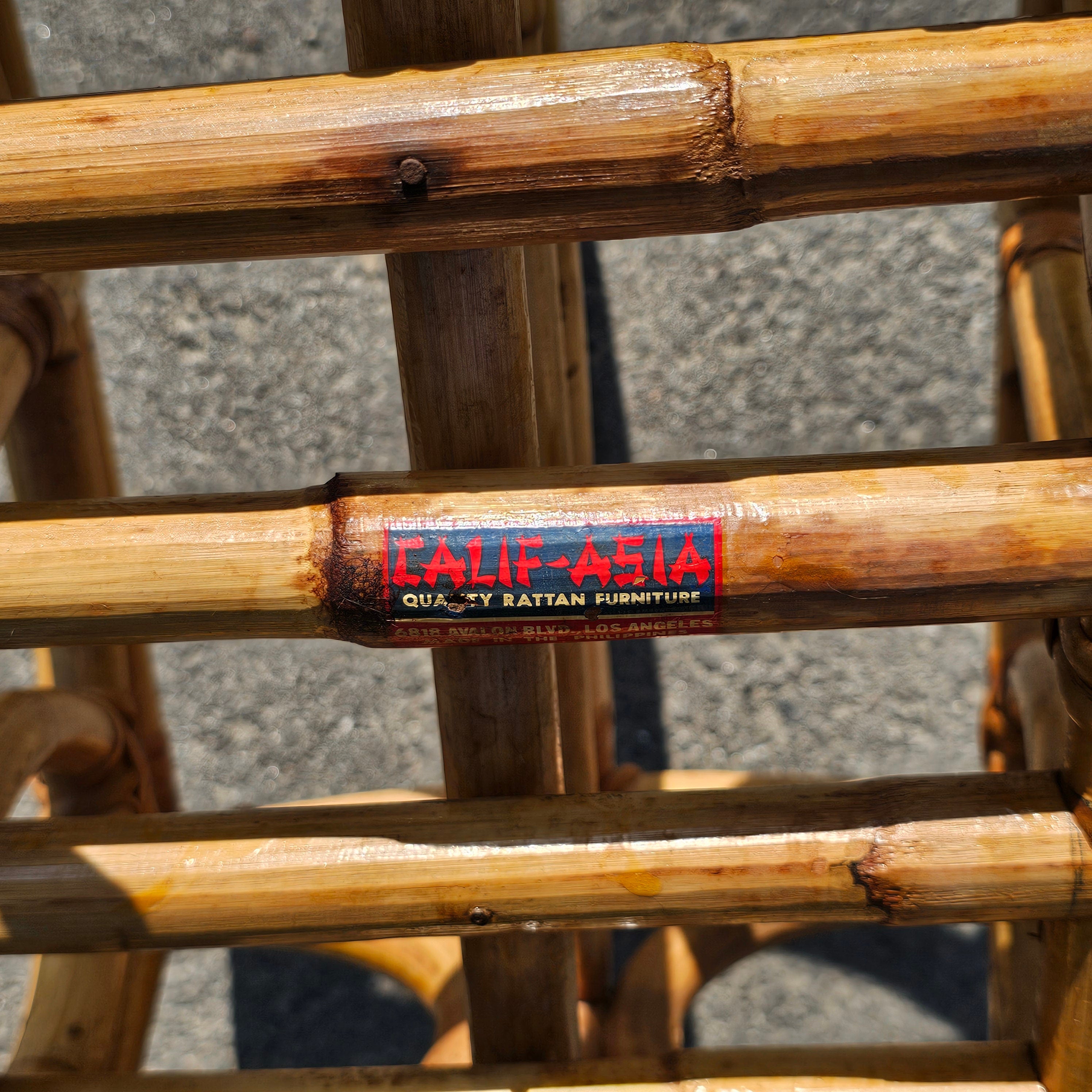 Vintage Calif-Asia Rattan Bamboo Boho Tiki Magazine Rack