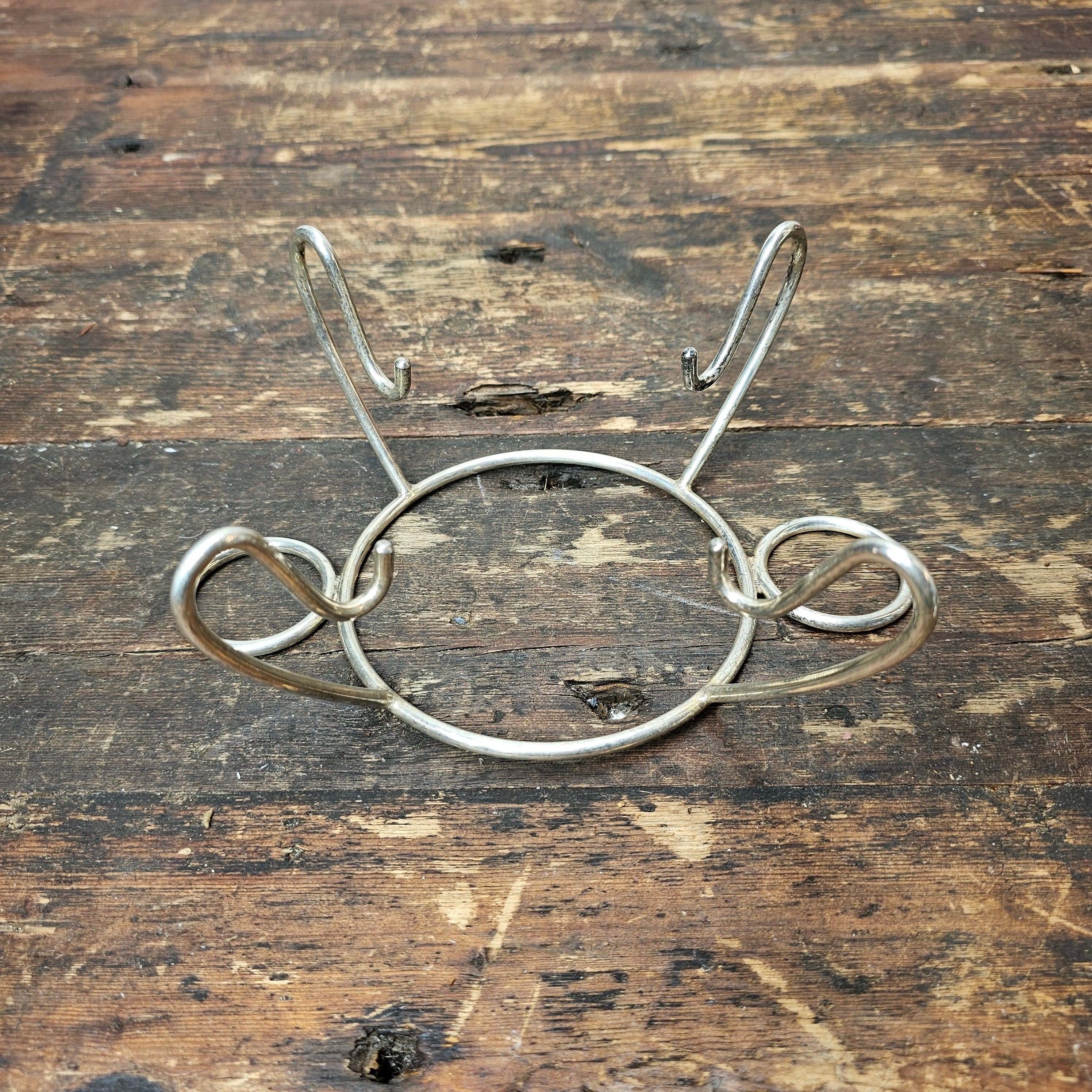 Mid Century Modern Anchor Hocking Glass Set Silver Plated Holder Stand