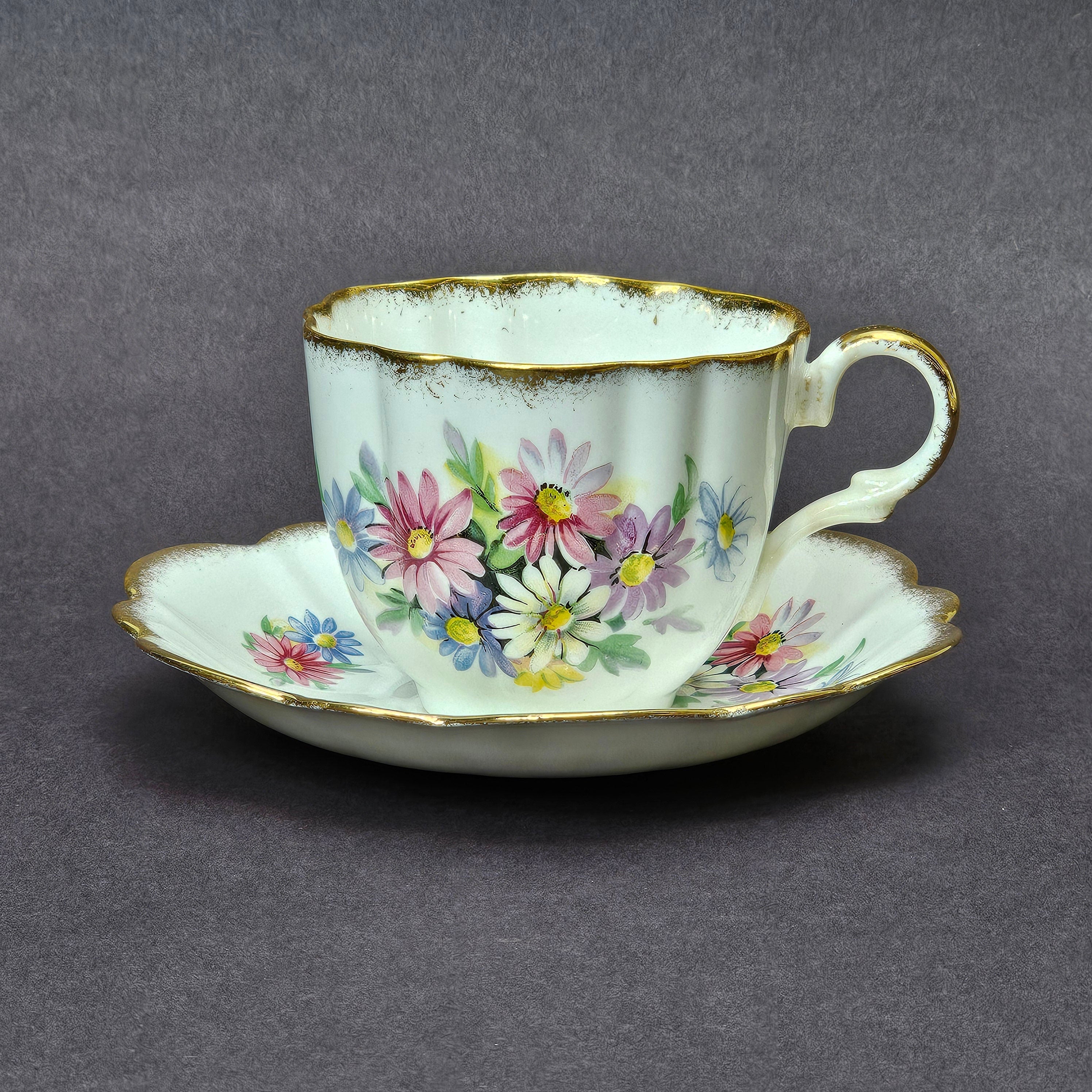 Vintage Taylor and Kent Gold Trim Teacup & Saucer Set From England