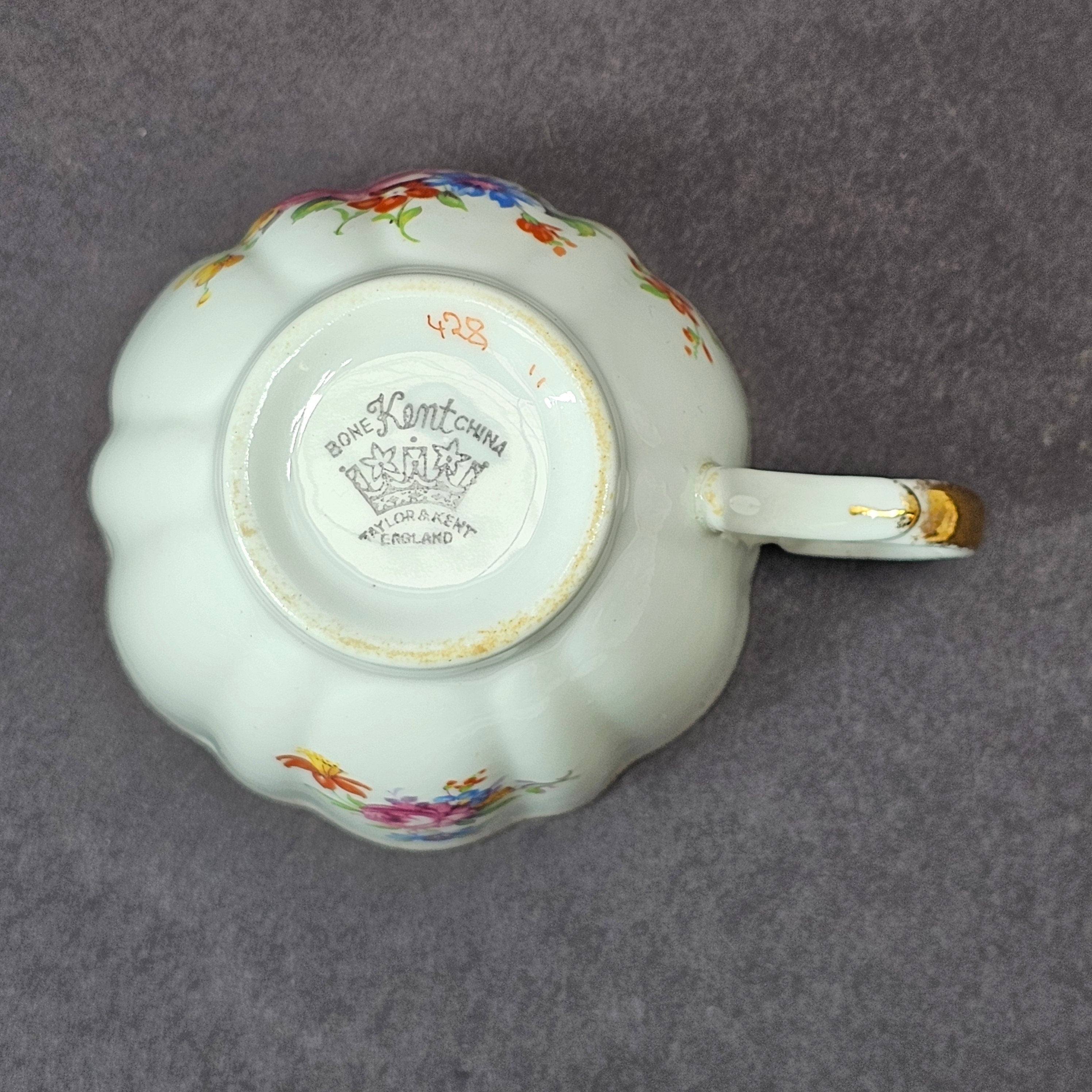 Vintage Taylor and Kent Gold Trim Teacup & Saucer Set From England