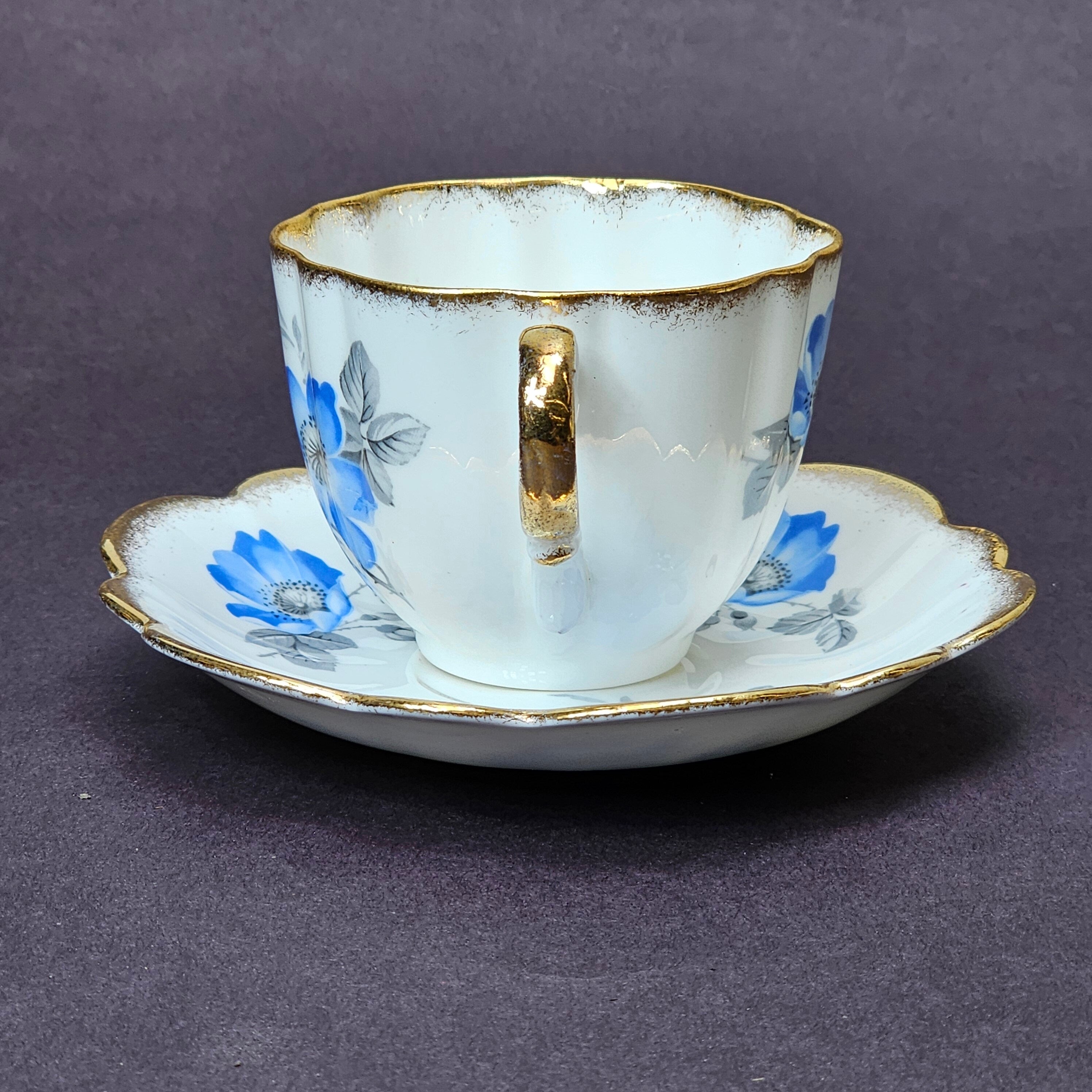 Vintage Taylor and Kent Gold Trim Teacup & Saucer Set From England