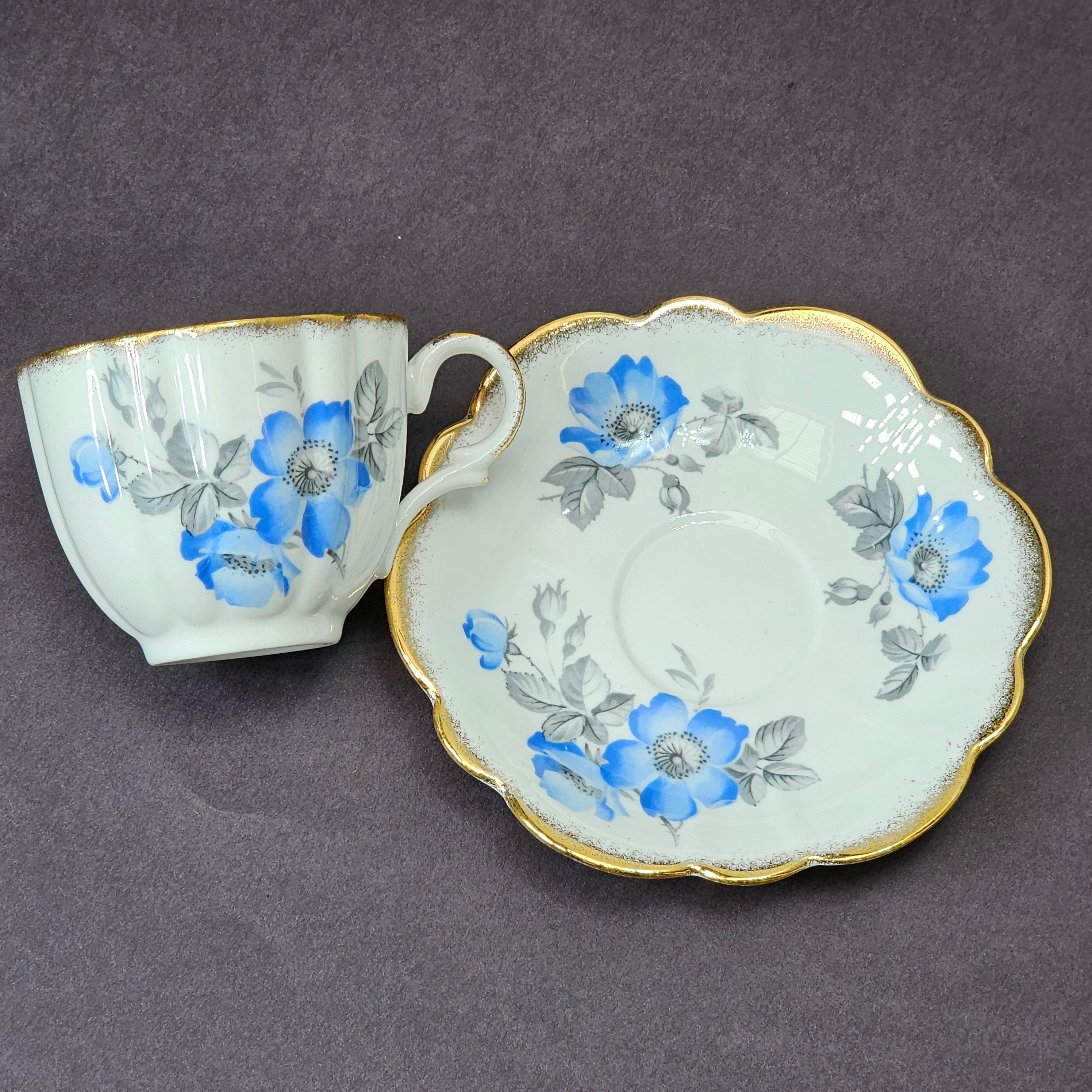 Vintage Taylor and Kent Gold Trim Teacup & Saucer Set From England