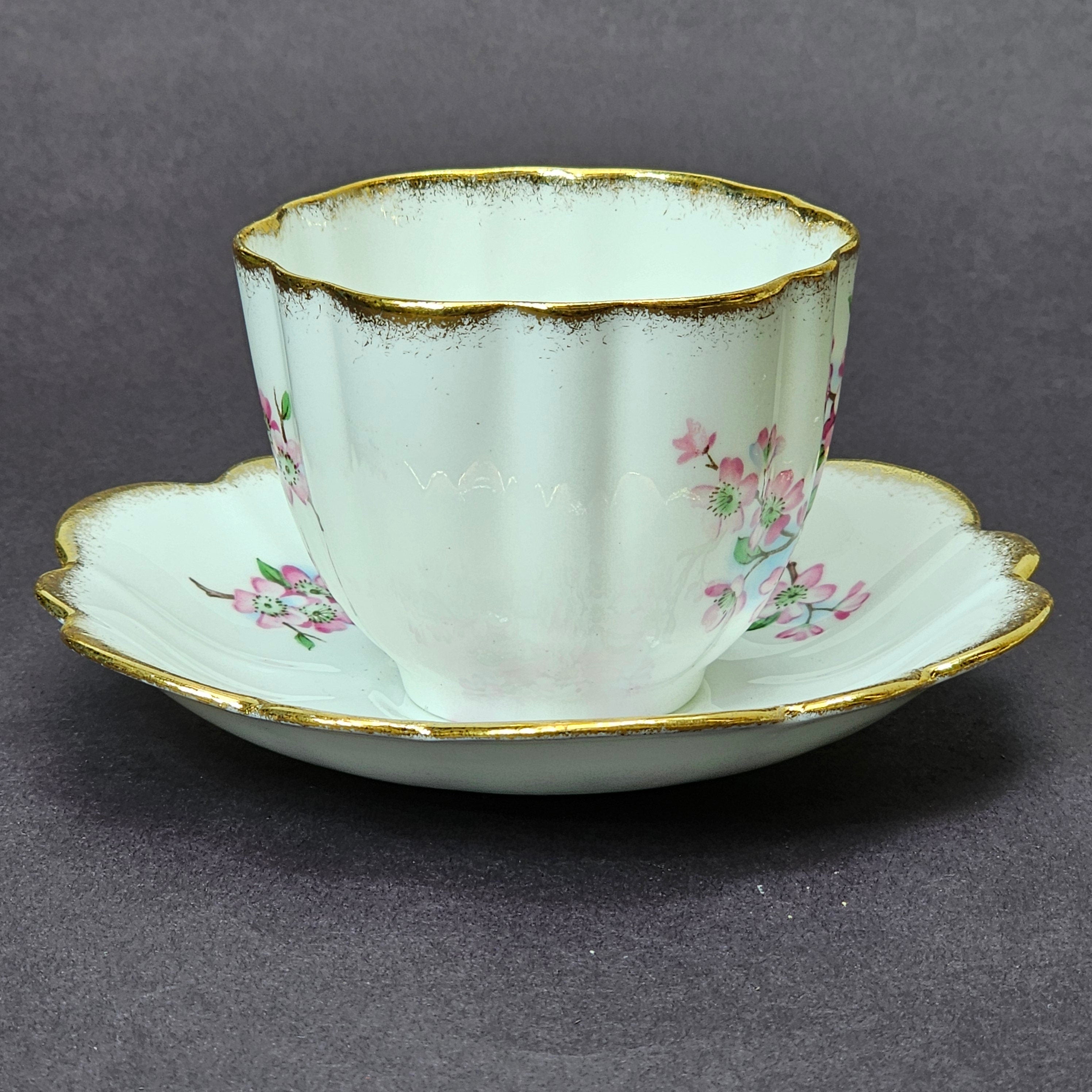 Vintage Taylor and Kent Gold Trim Teacup & Saucer Set From England