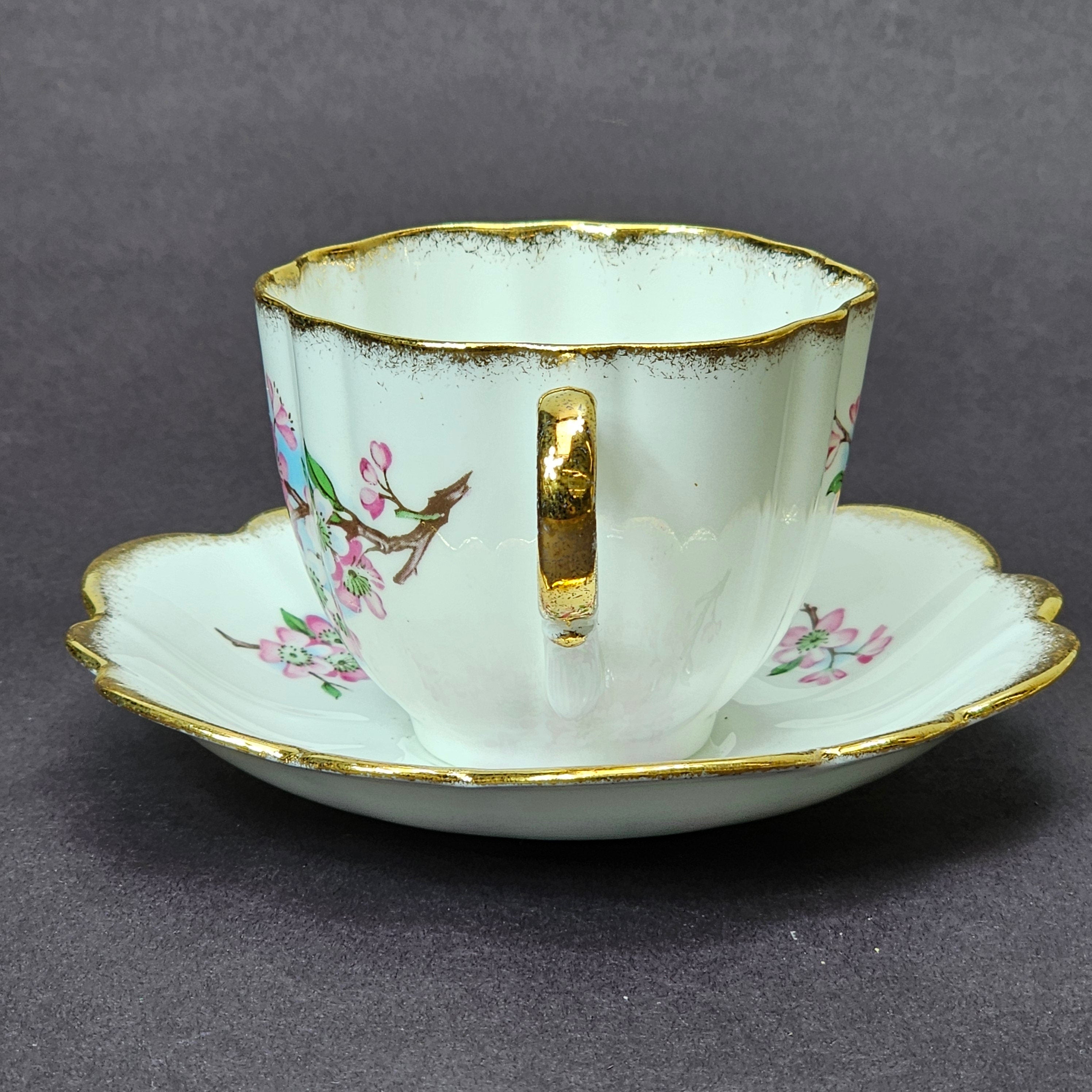 Vintage Taylor and Kent Gold Trim Teacup & Saucer Set From England