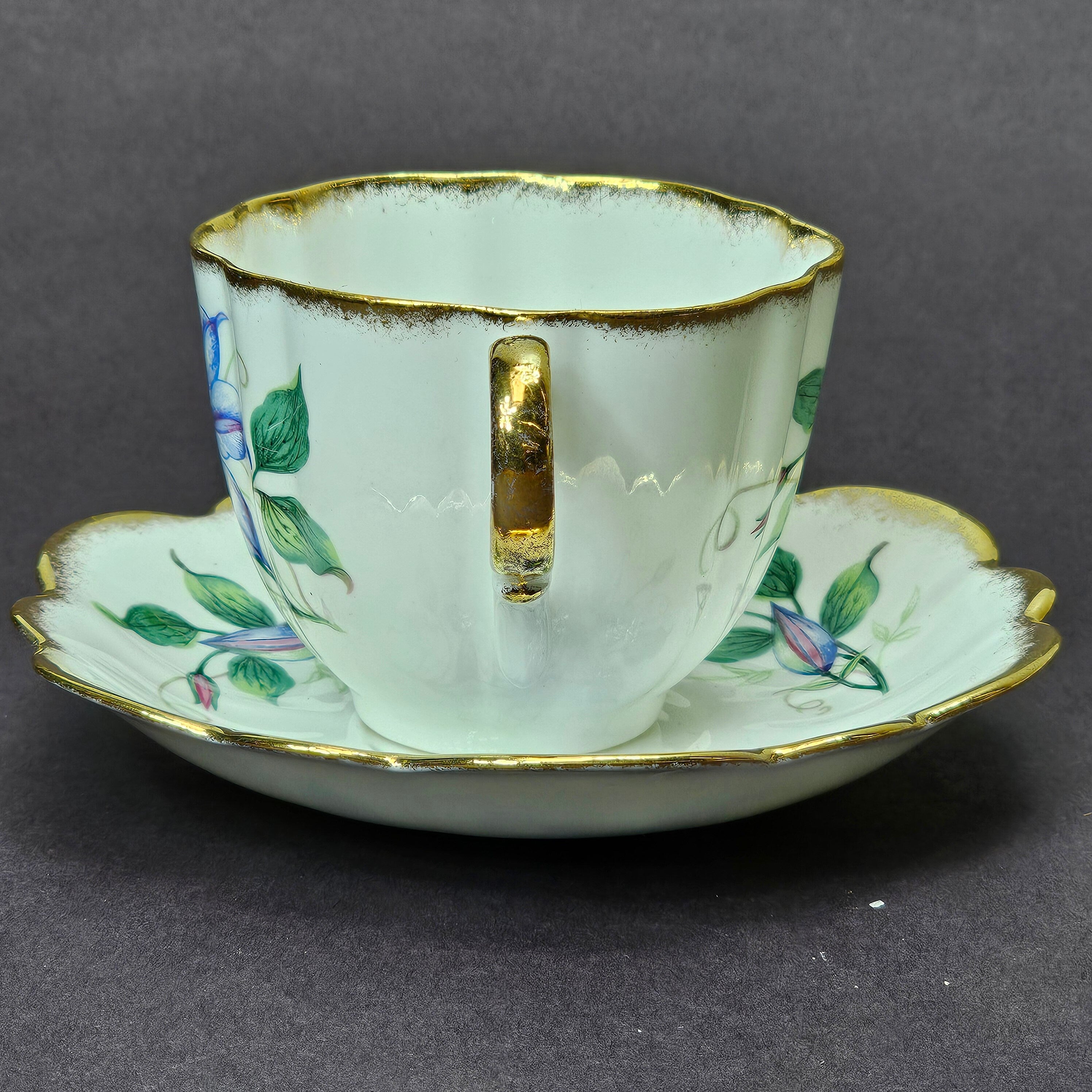 Vintage Taylor and Kent Gold Trim Teacup & Saucer Set From England