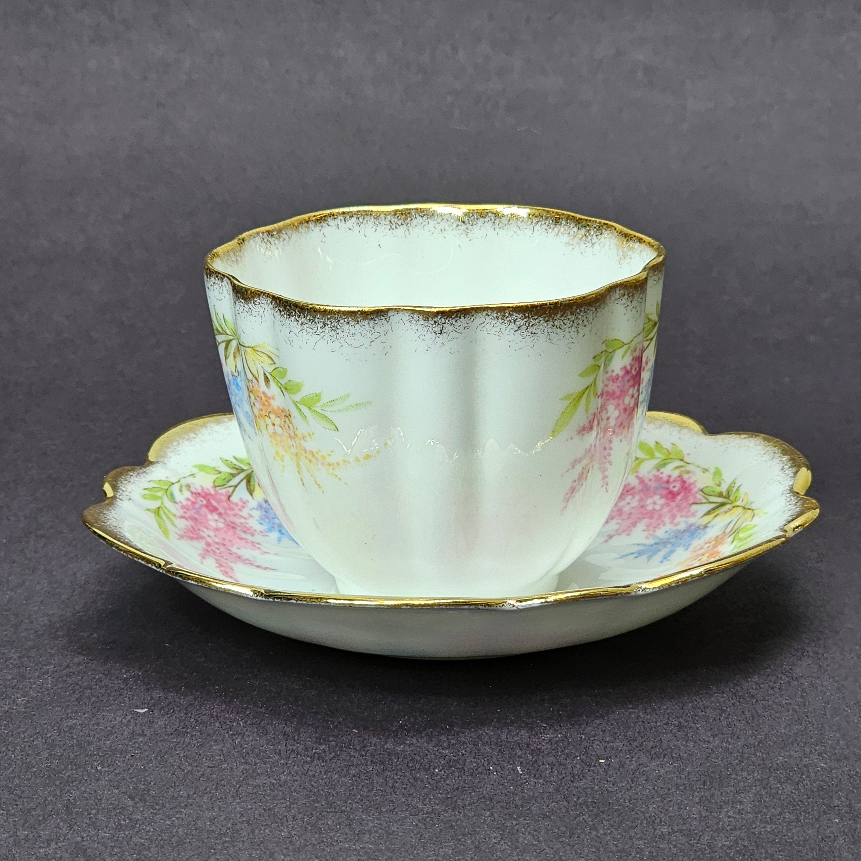 Vintage Taylor and Kent Gold Trim Teacup & Saucer Set From England