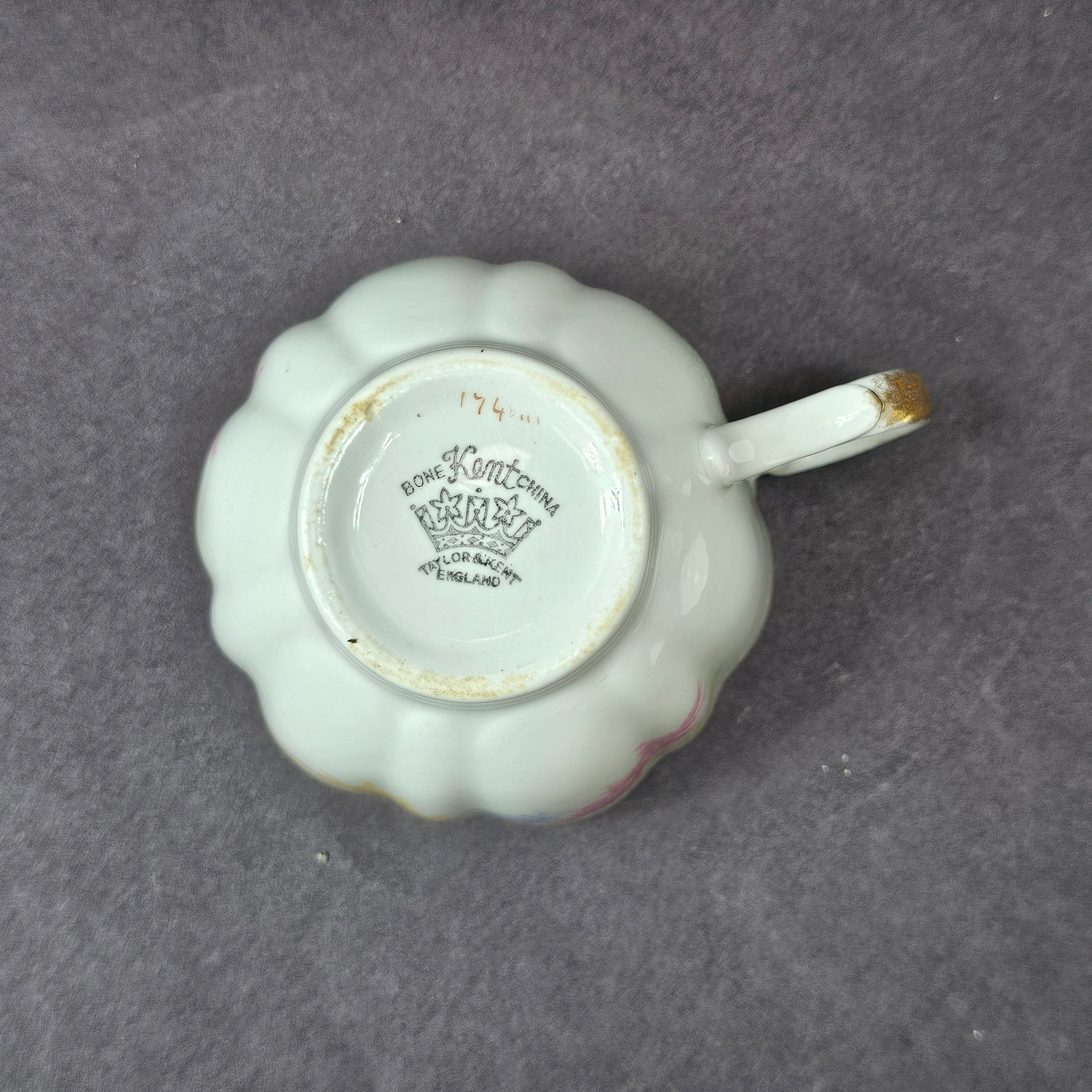 Vintage Taylor and Kent Gold Trim Teacup & Saucer Set From England