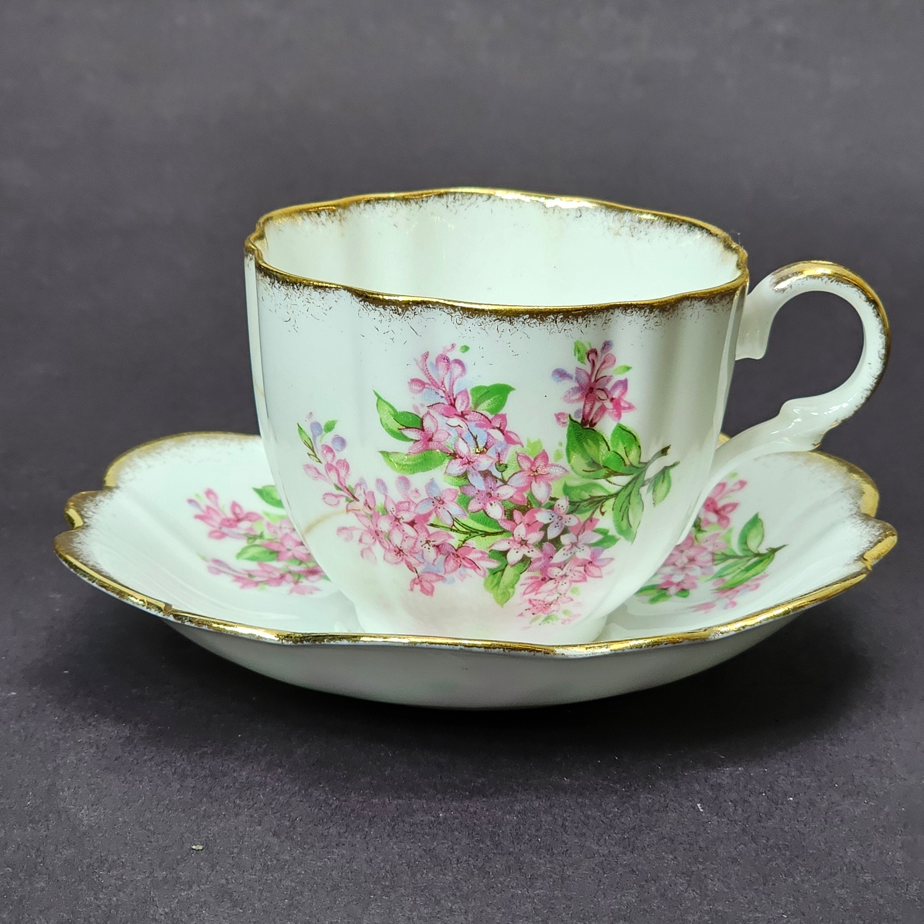 Vintage Taylor and Kent Gold Trim Teacup & Saucer Set From England
