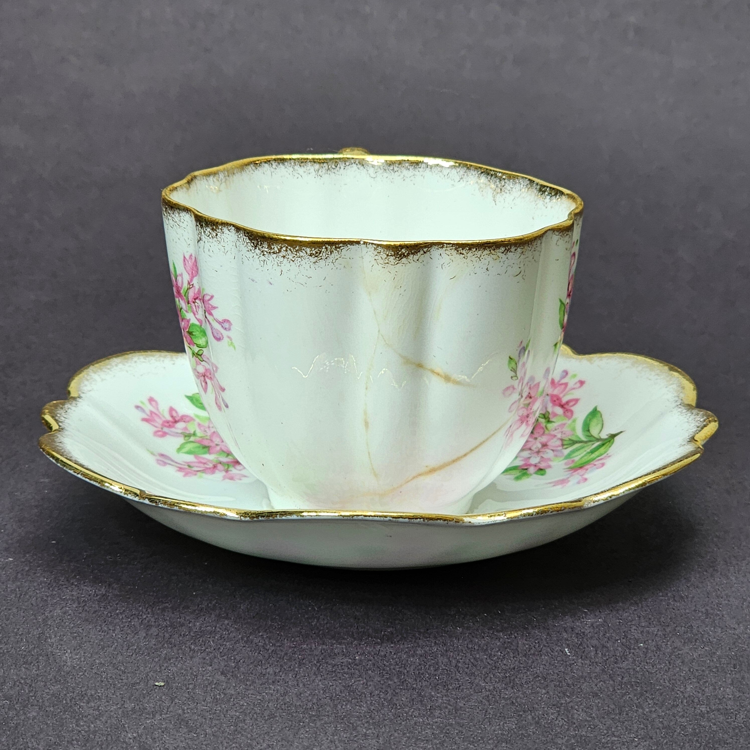 Vintage Taylor and Kent Gold Trim Teacup & Saucer Set From England