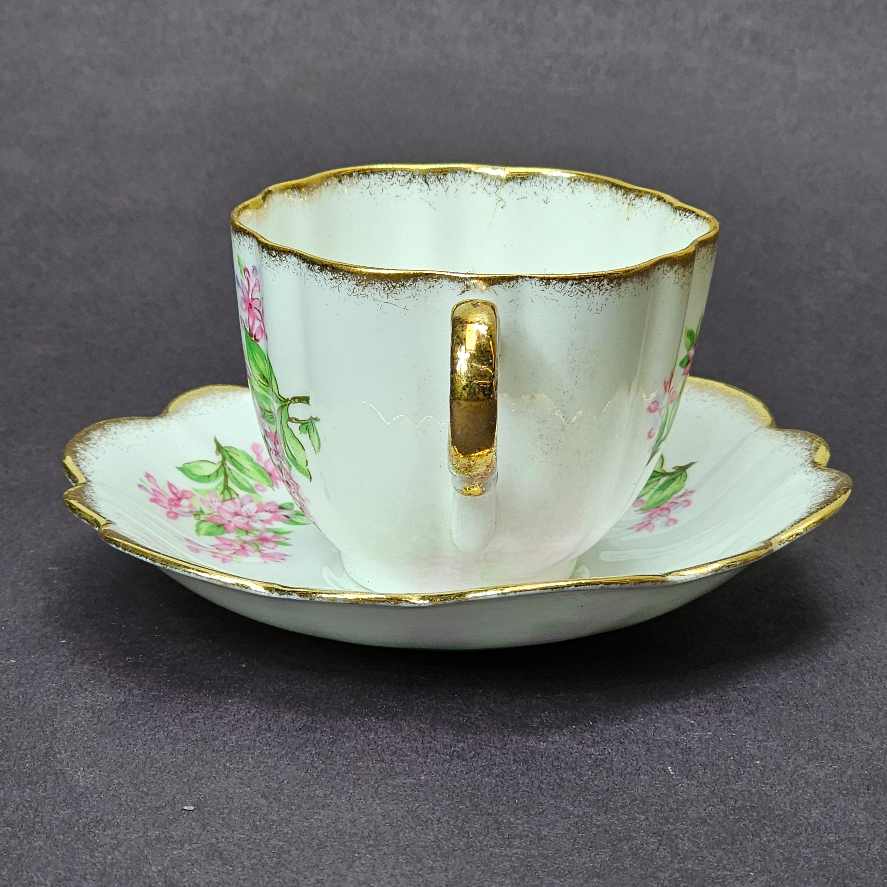 Vintage Taylor and Kent Gold Trim Teacup & Saucer Set From England