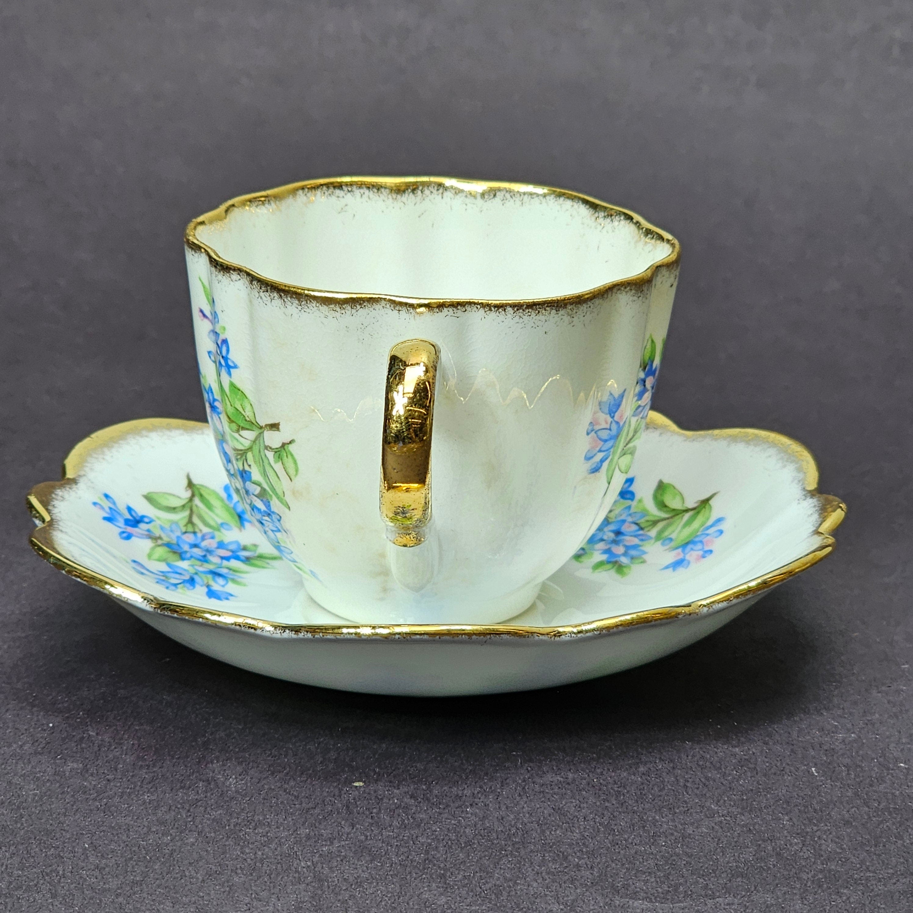 Vintage Taylor and Kent Gold Trim Teacup & Saucer Set From England