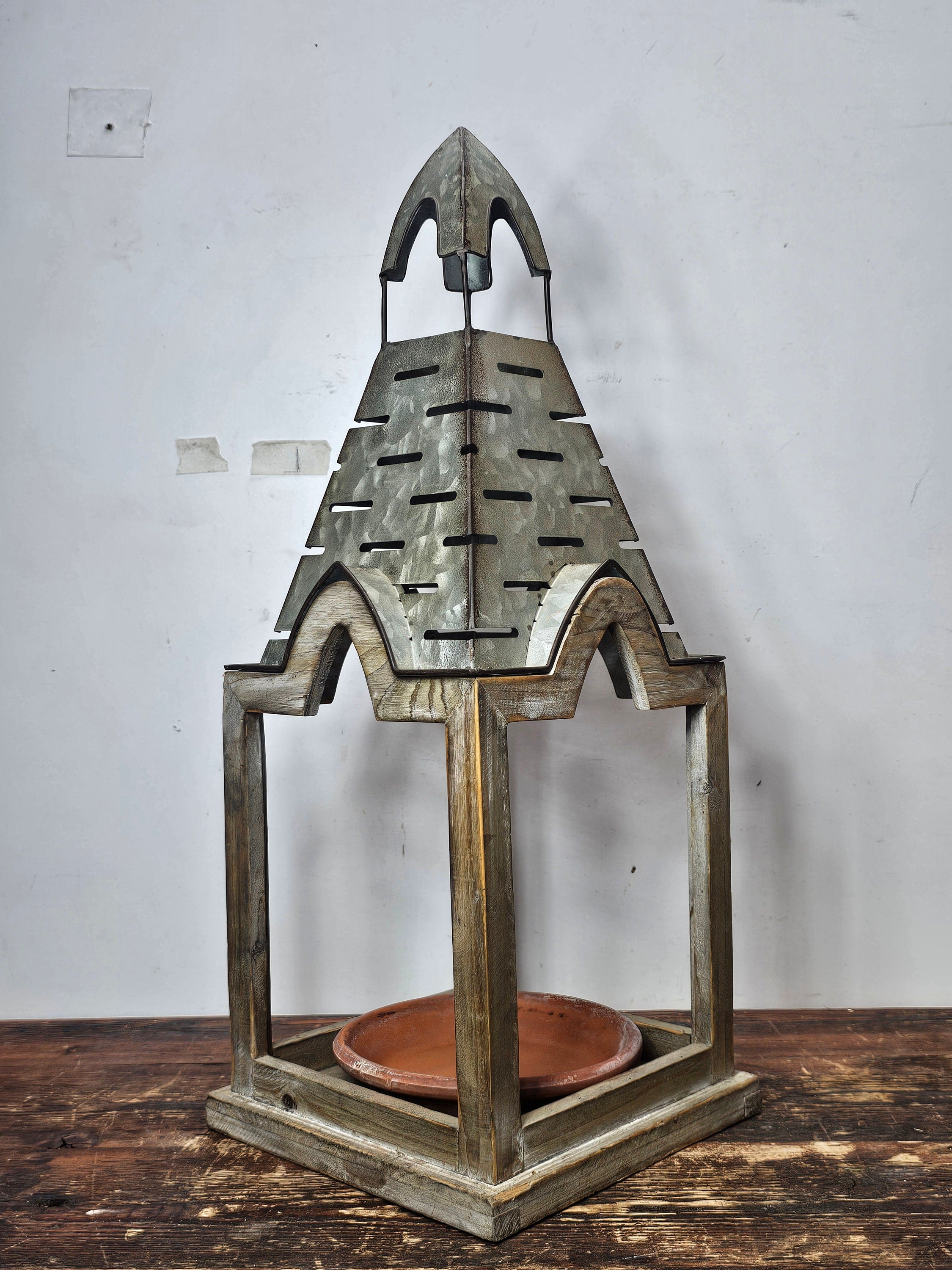 Decorative Candle Holder / Bird Feeder 8.5" x 8.5" x 21.5" H