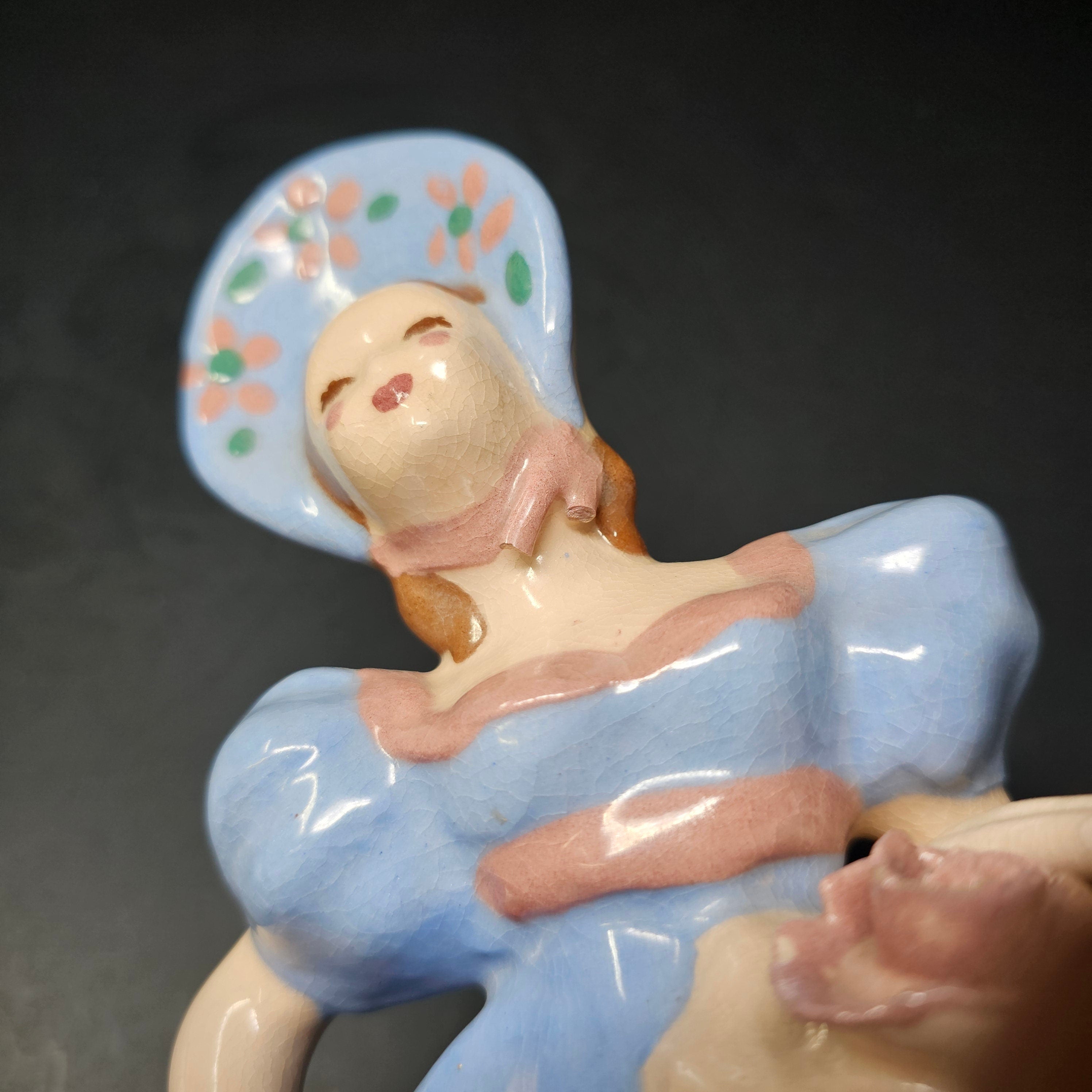 Vintage Kaye Of Hollywood California Lady With Basket Of Flowers Figurine