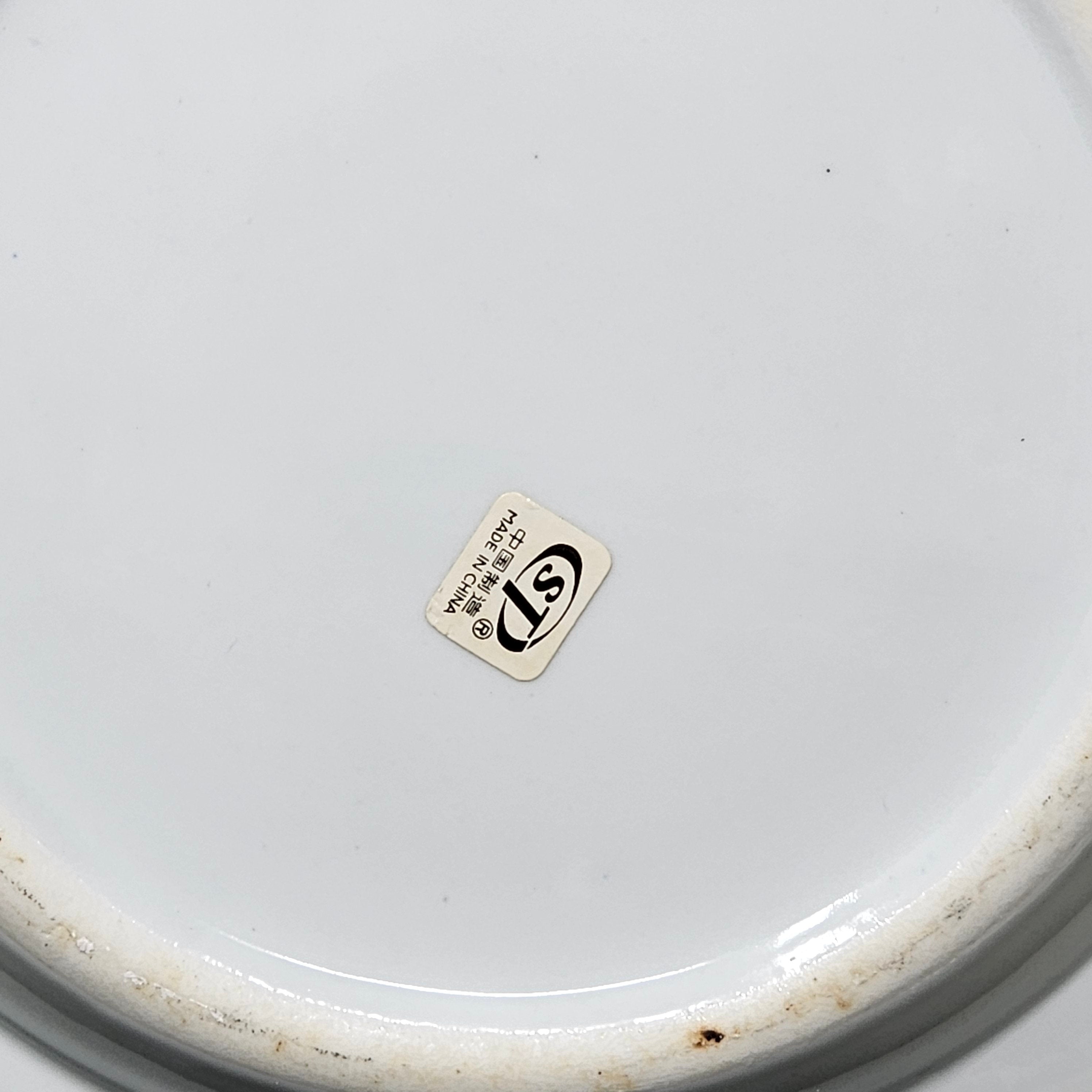 Vintage Chinese Export Ware Blue Birds Ceramic Chinoiserie Wall Hanging