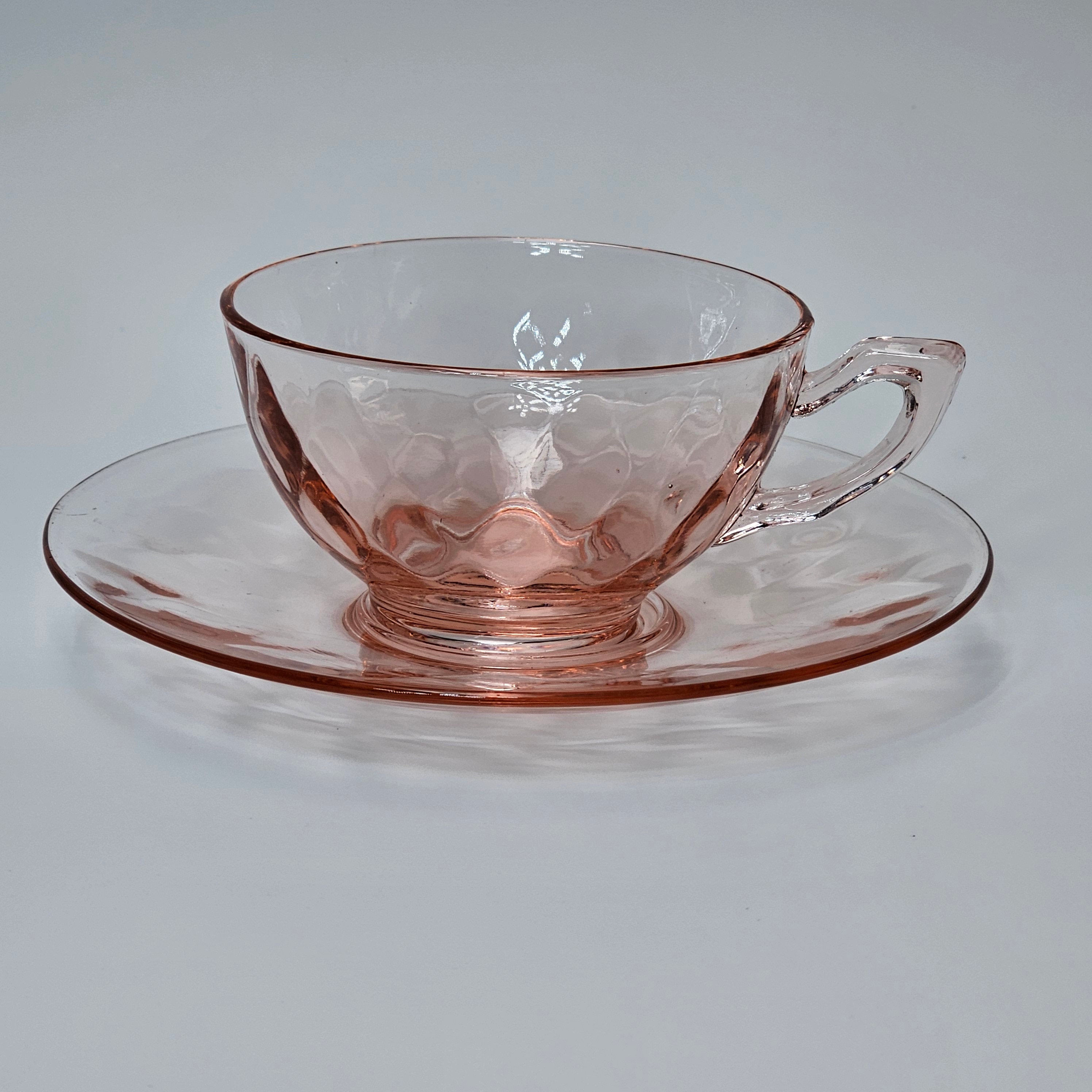 Heisey Yeoman Flamingo Pink Cup & Saucer Set (A)